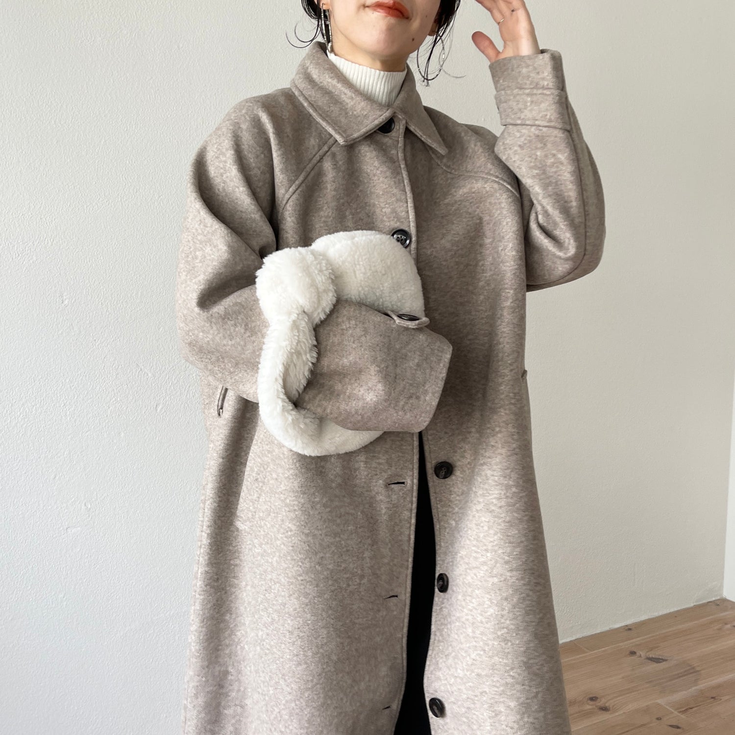 daily daily soutien collar long coat / beige
