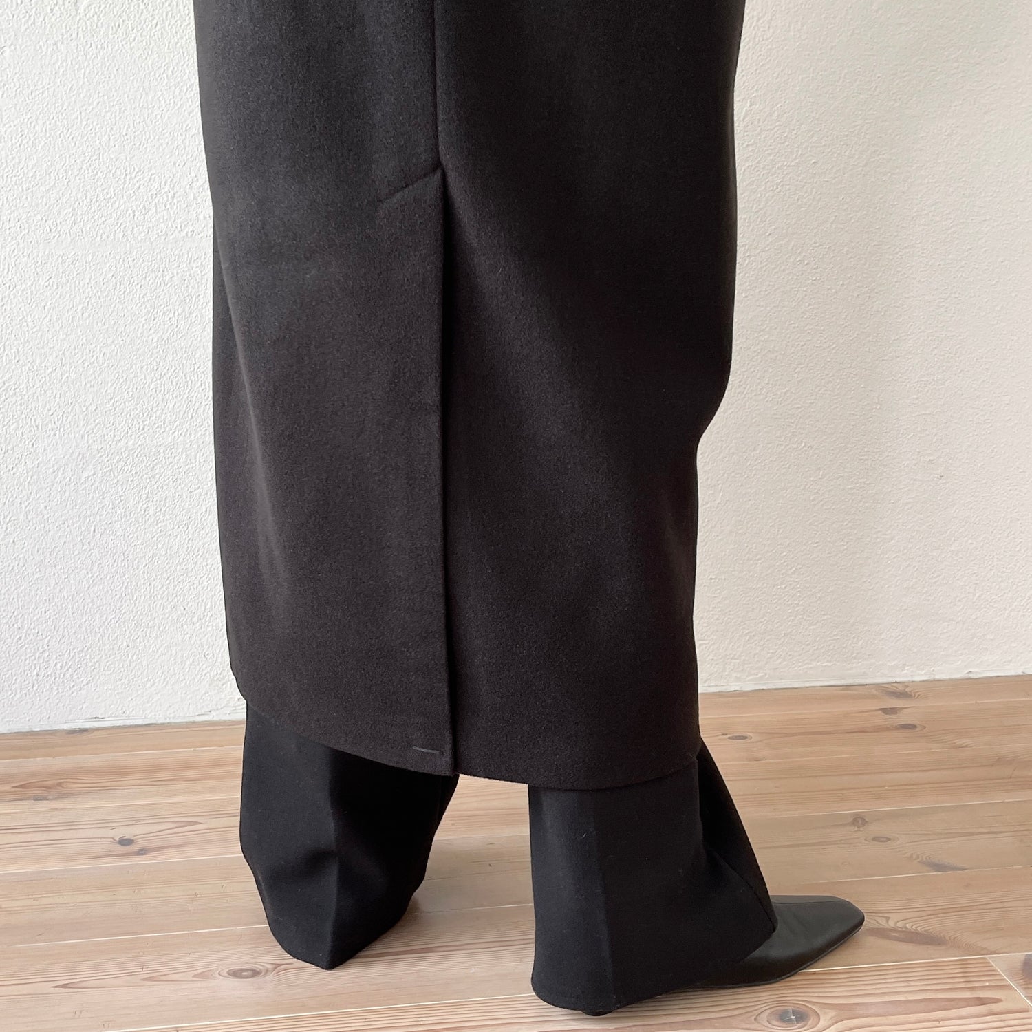 daily daily soutien collar long coat / black