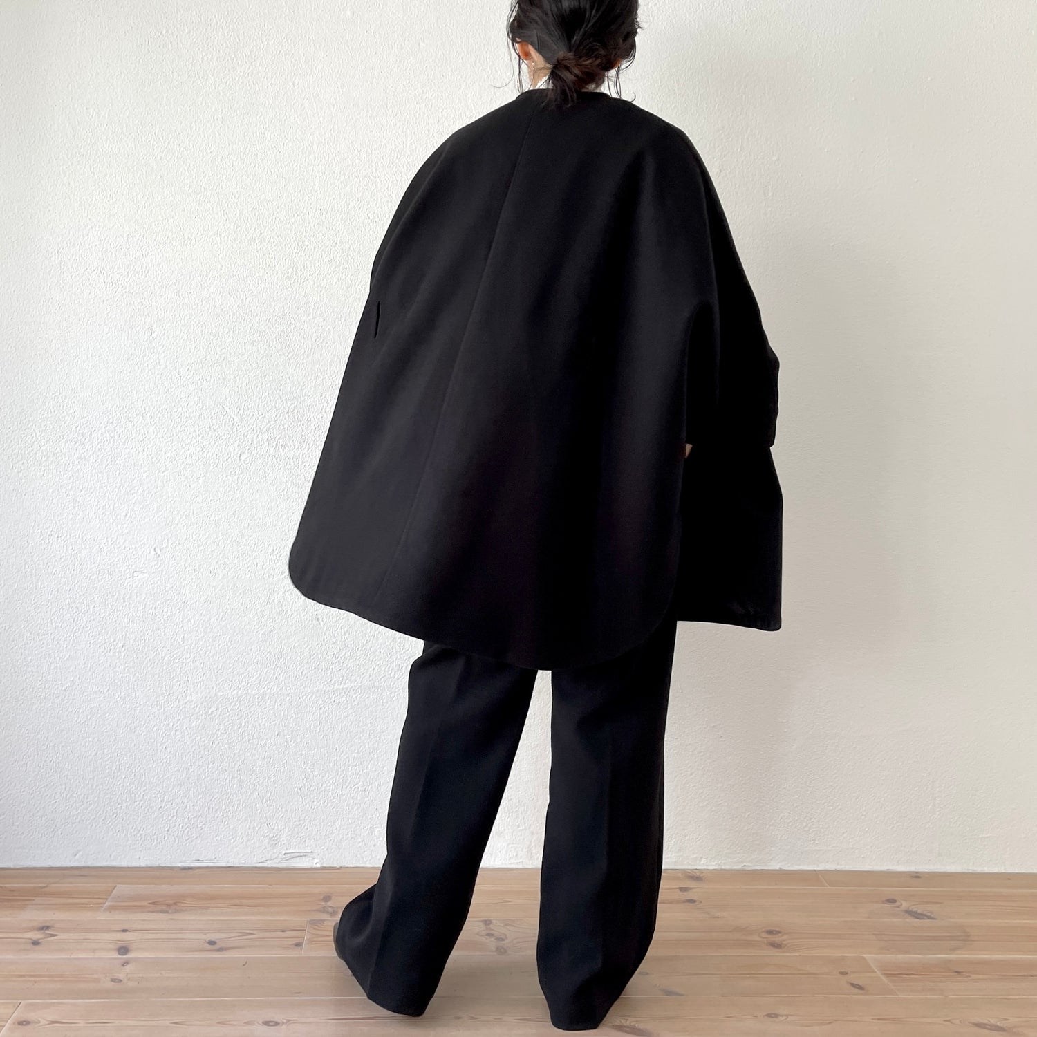 poncho coat muffler set / black
