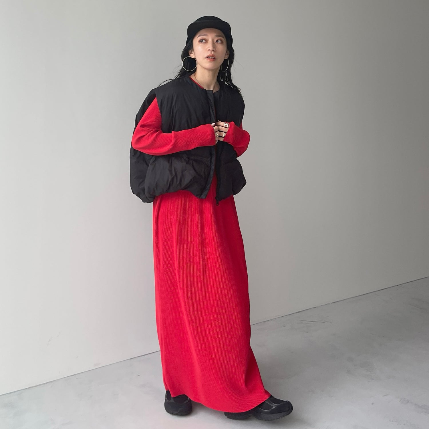 smooth wool cap / black
