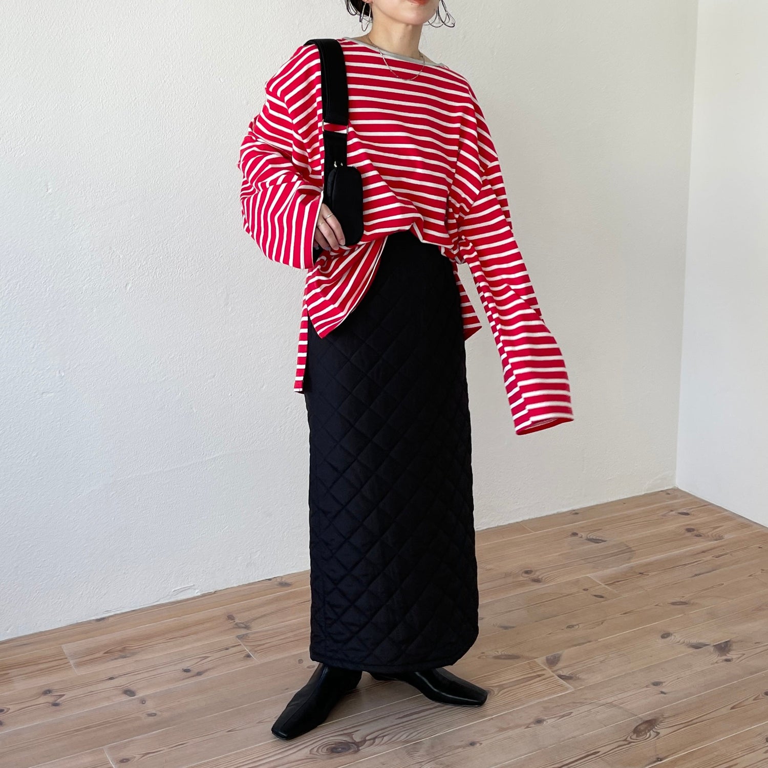 【SAMPLE】quilting skirt / black