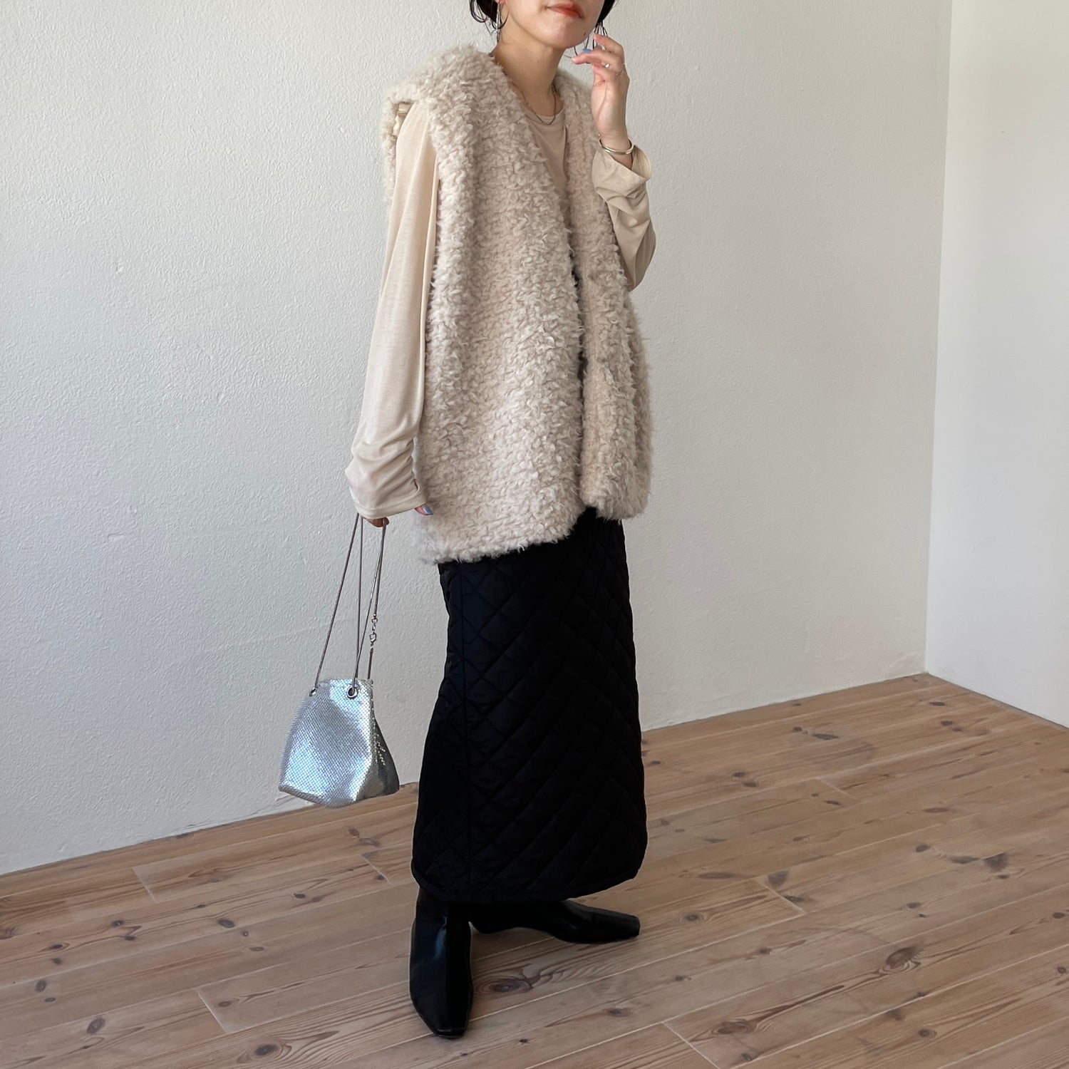 quilting skirt / black