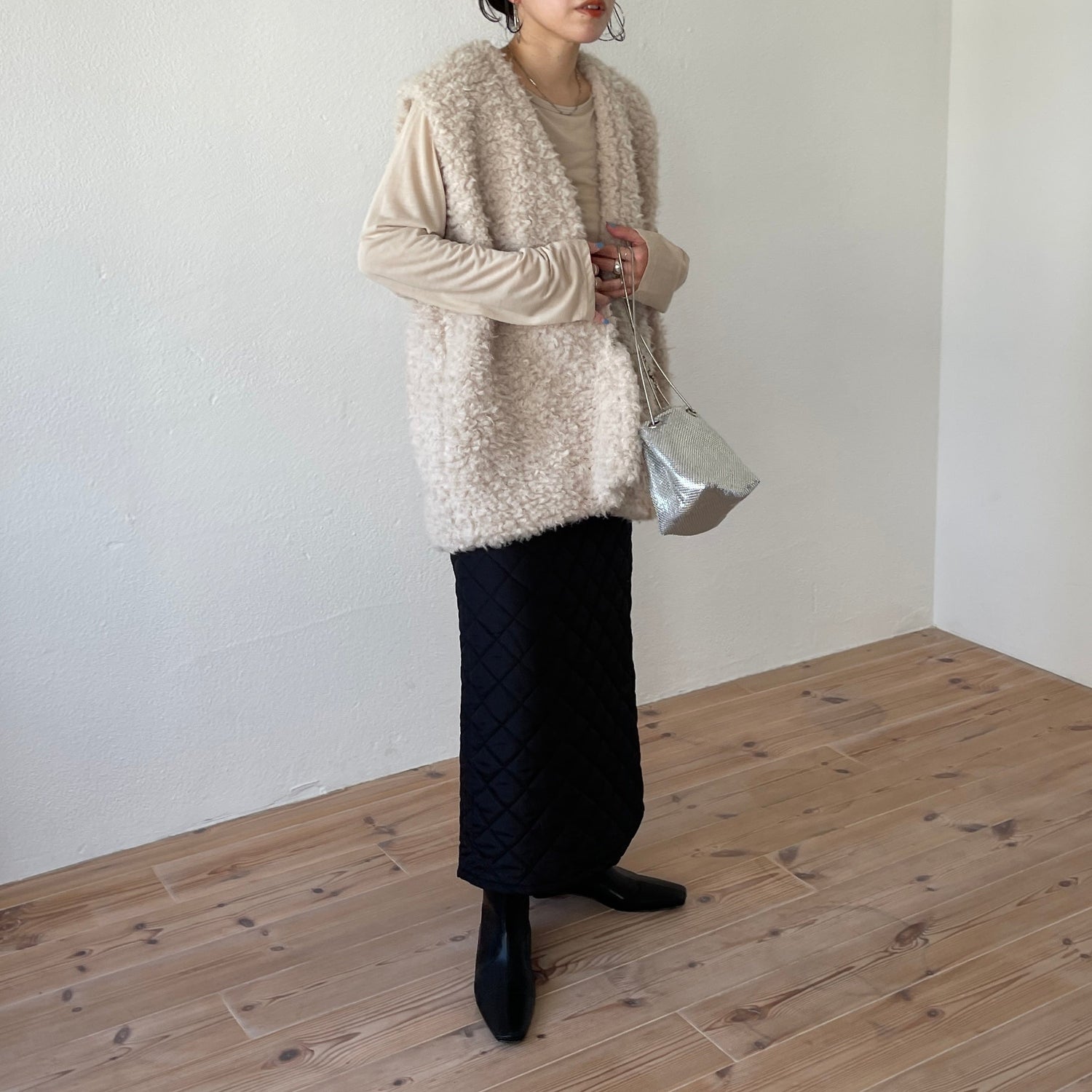 【SAMPLE】quilting skirt / black