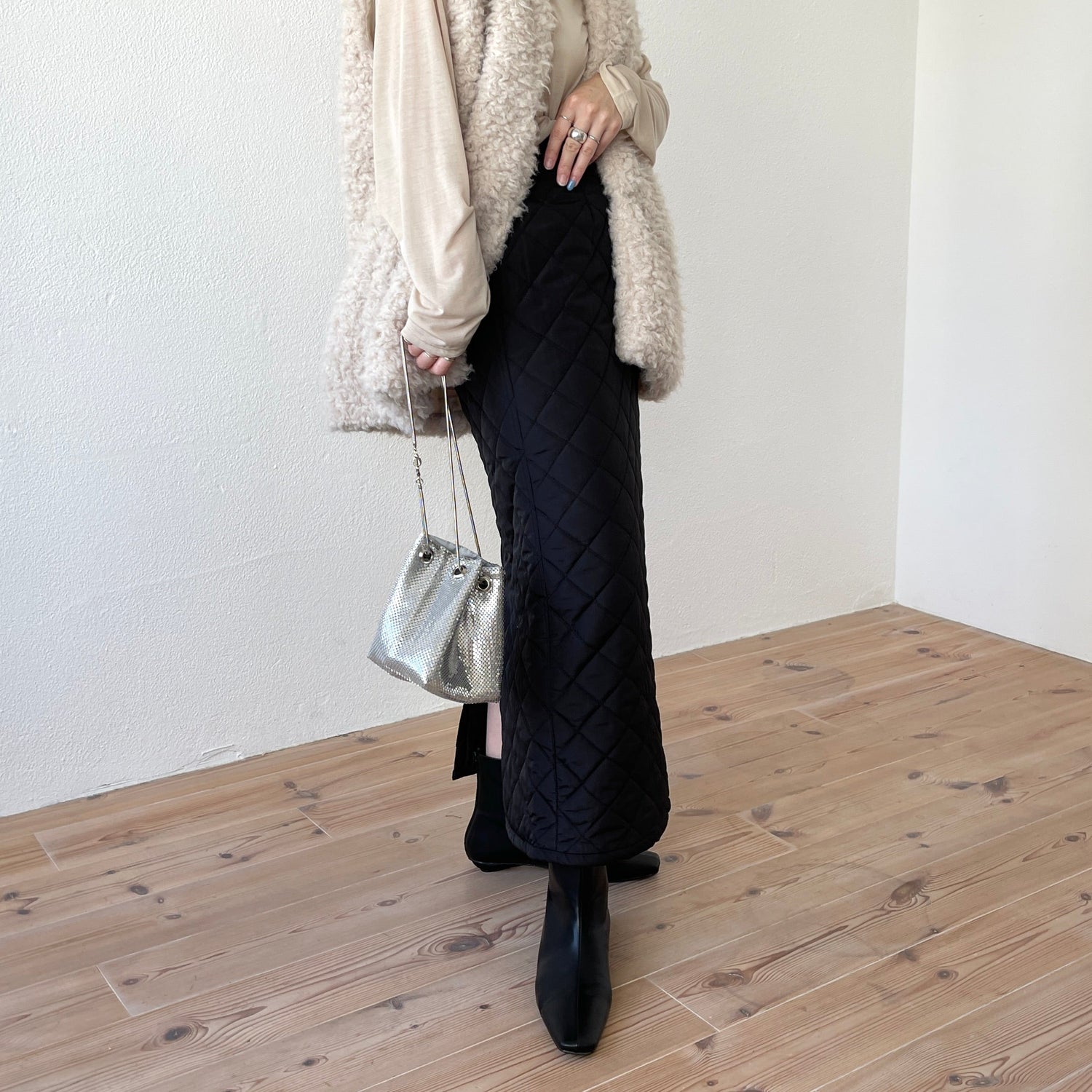 【SAMPLE】quilting skirt / black