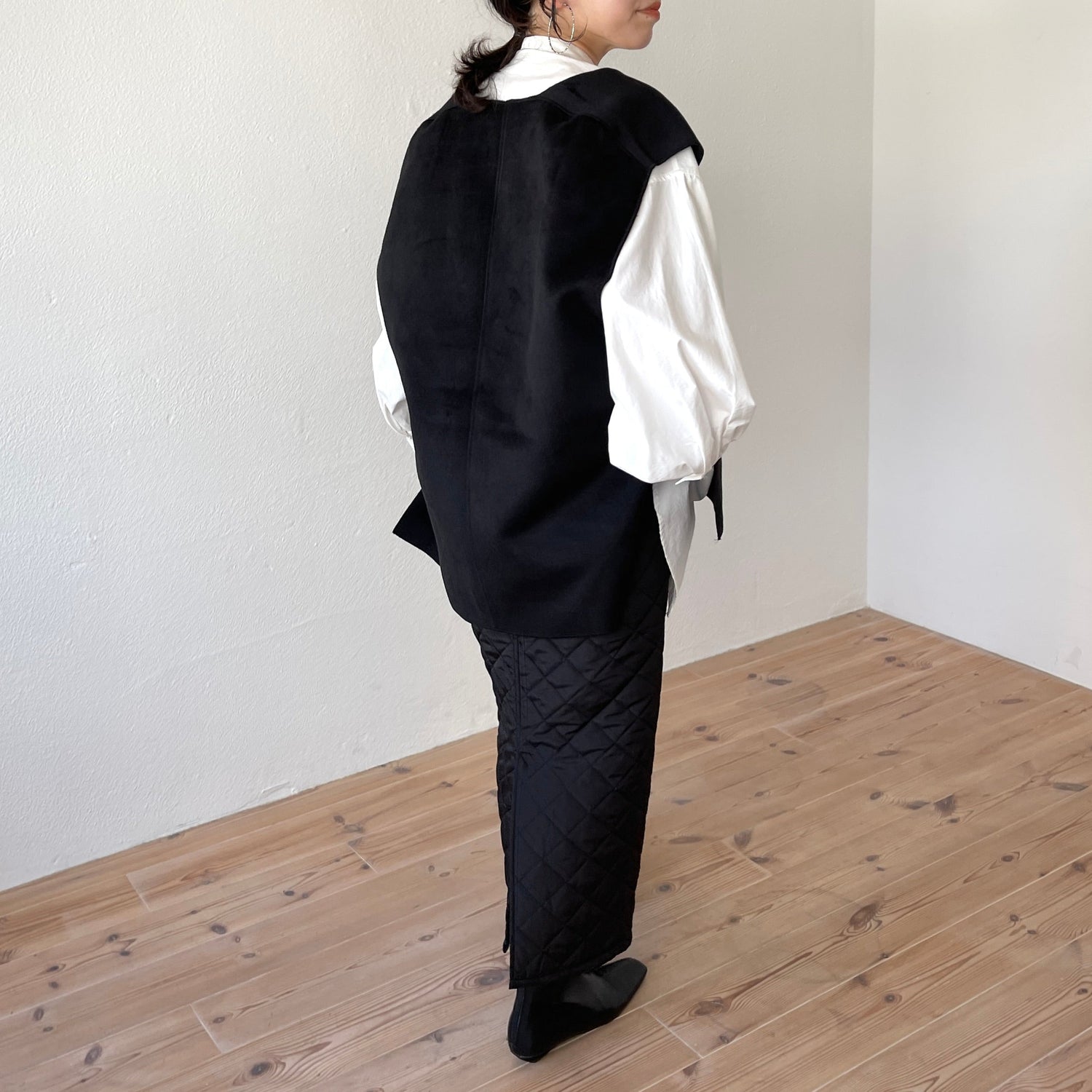 【SAMPLE】quilting skirt / black