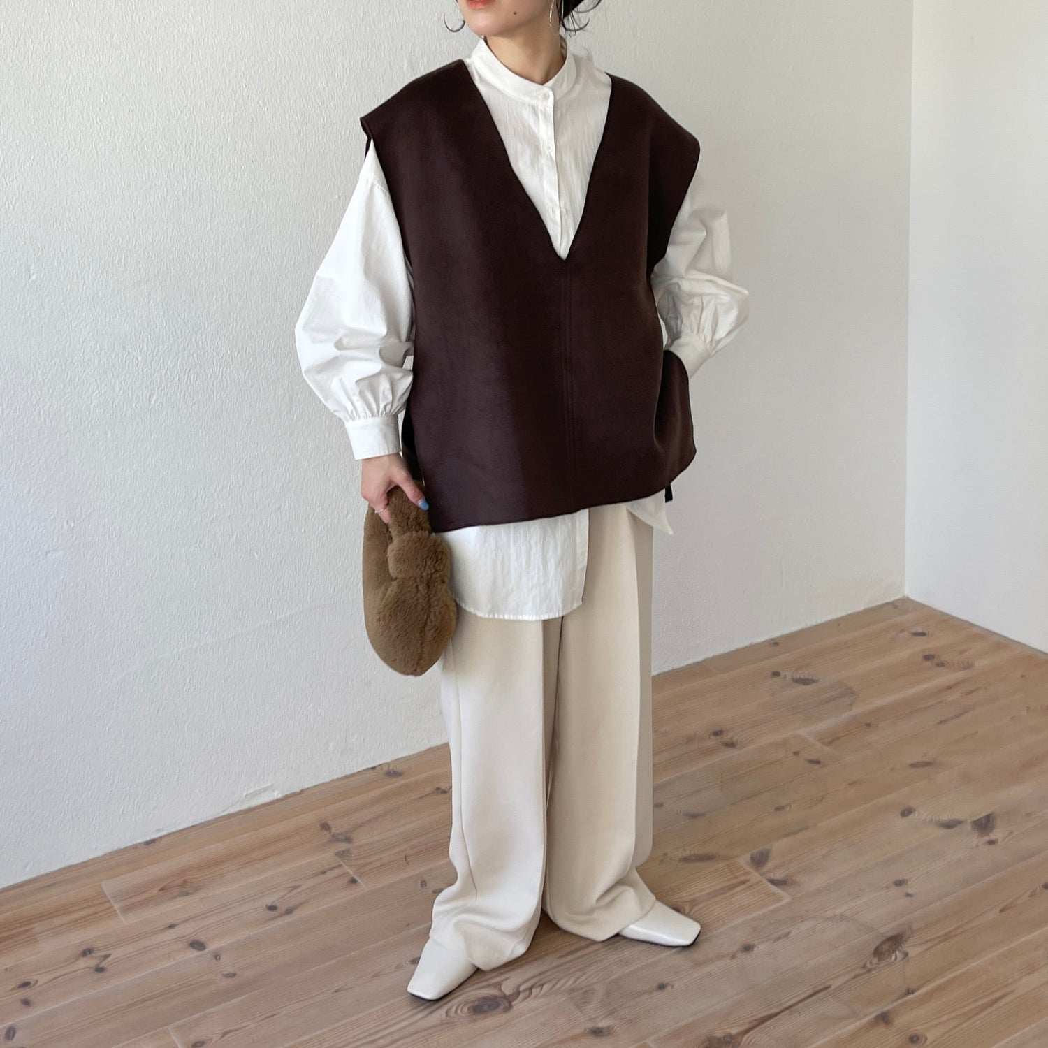 【SAMPLE】double face vest / brown