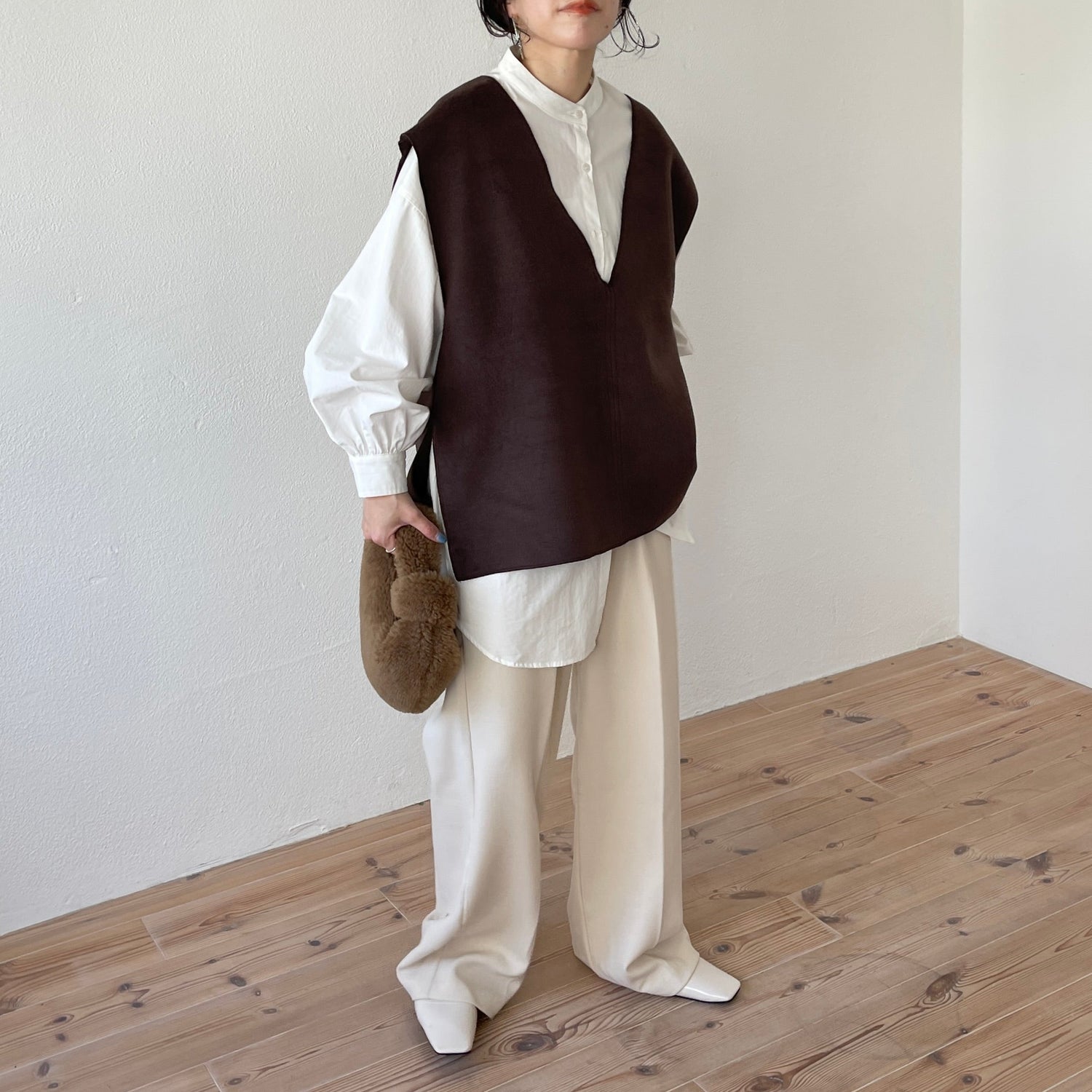 【SAMPLE】double face vest / brown