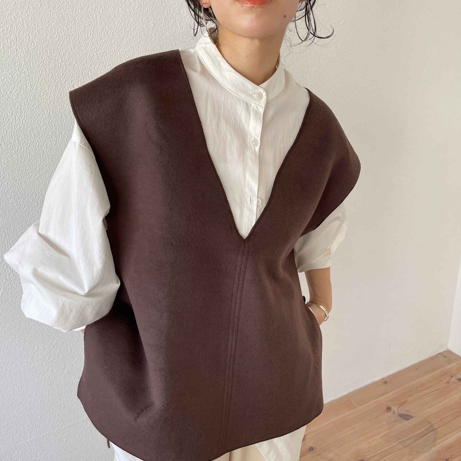 【SAMPLE】double face vest / brown