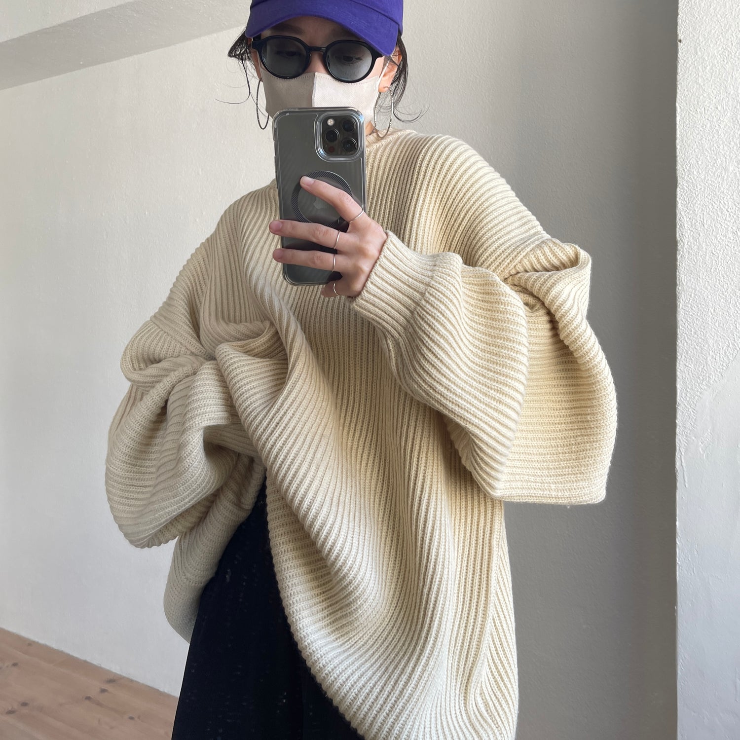 perfect silhouette super over knit / ivory