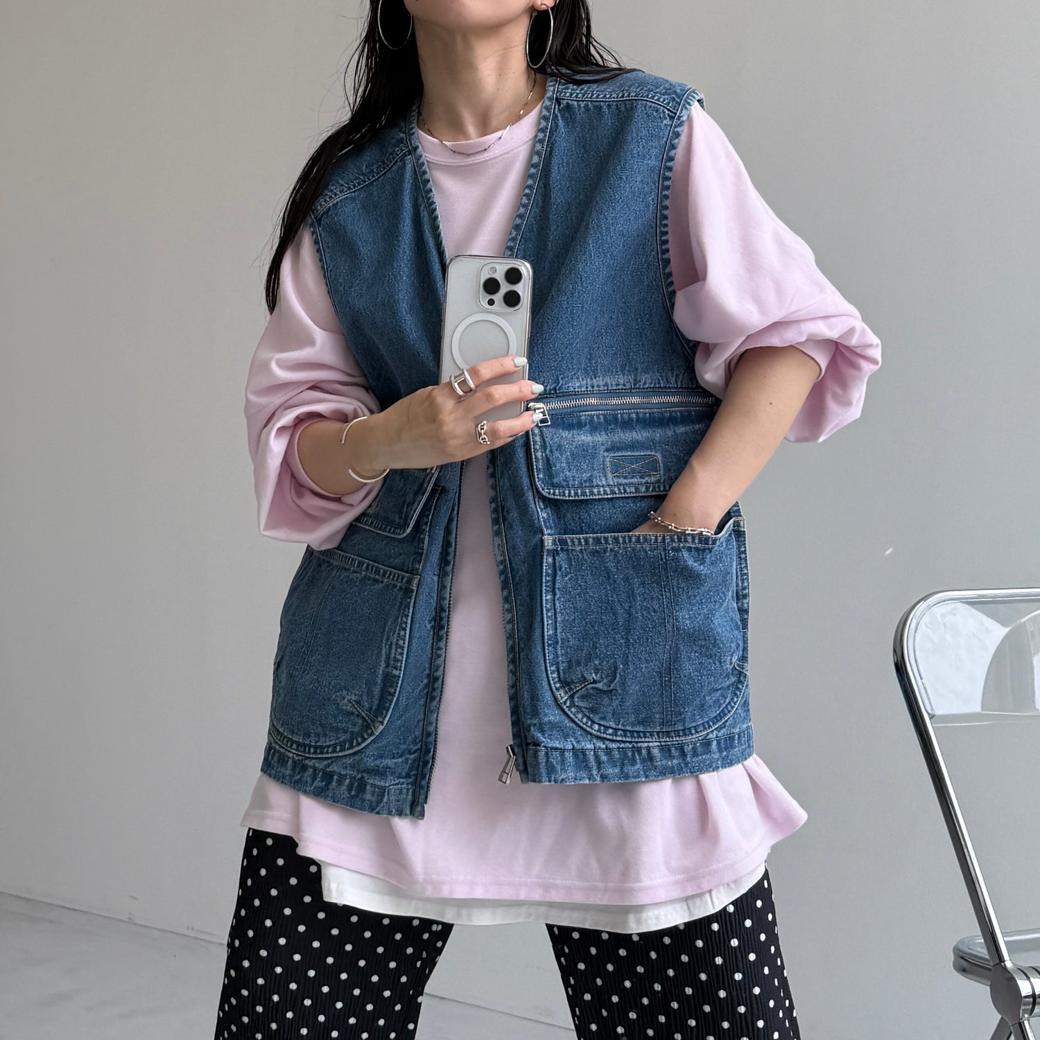8 pockets BUDDY DENIM VEST / blue