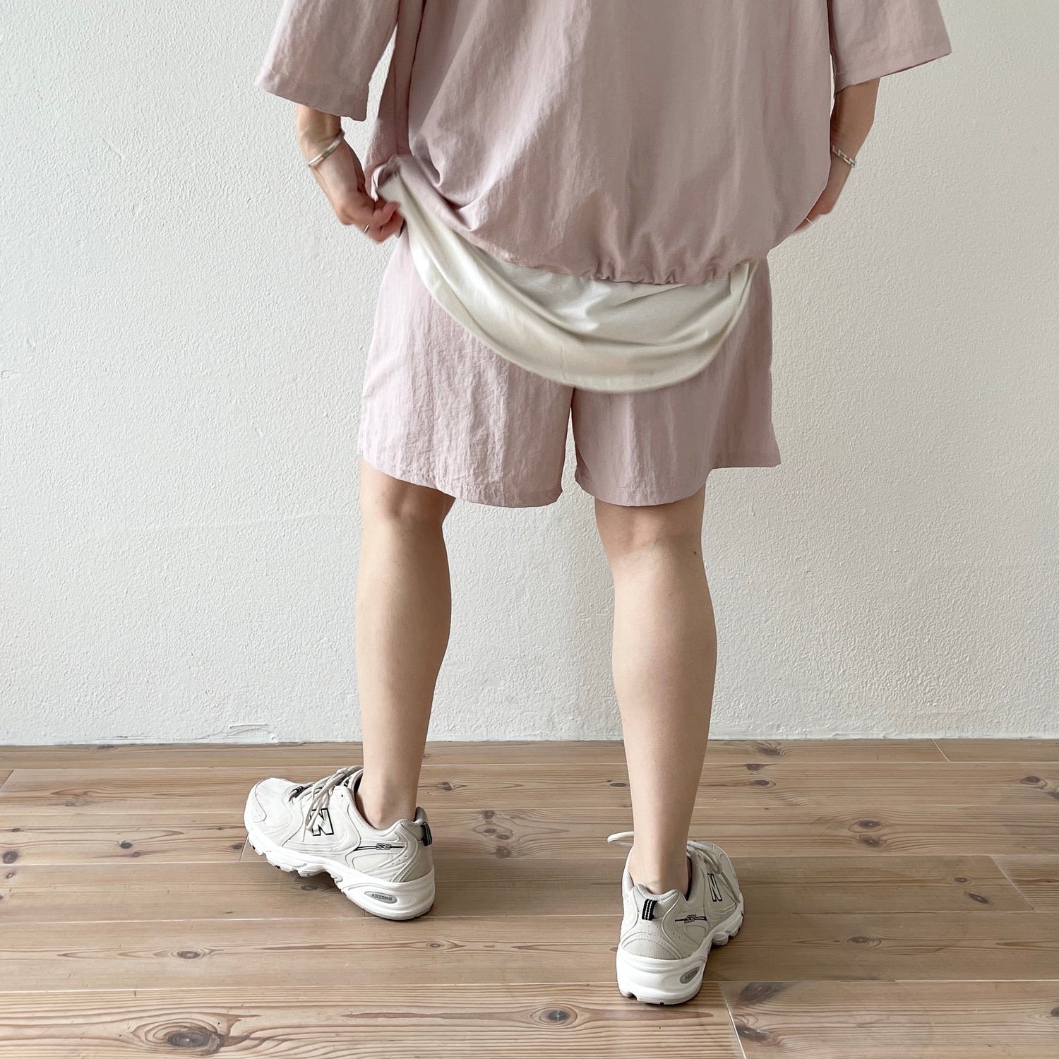 (2点SET) half zip nylon set up / pink