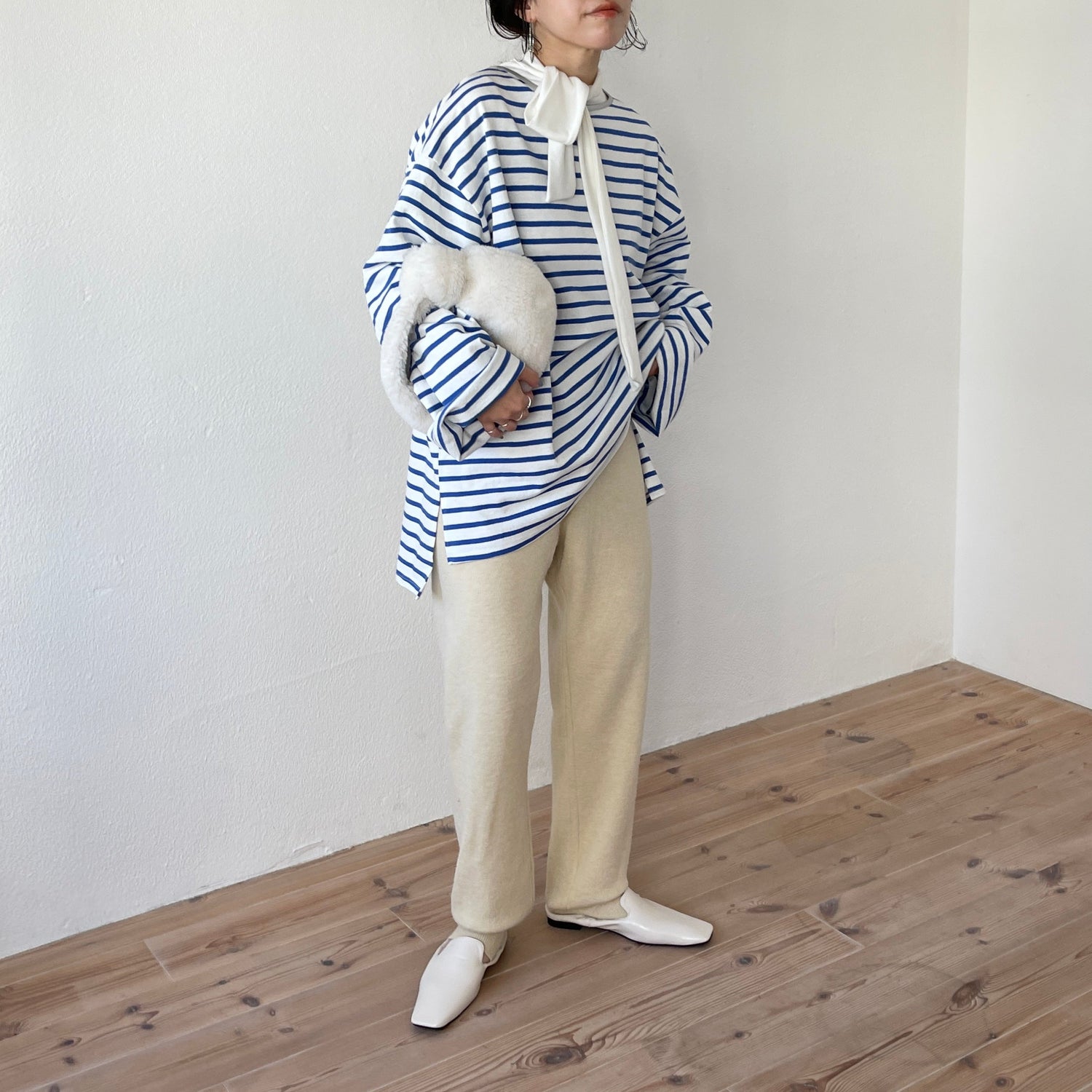 【SAMPLE】alpaca touch knit pants / ivory