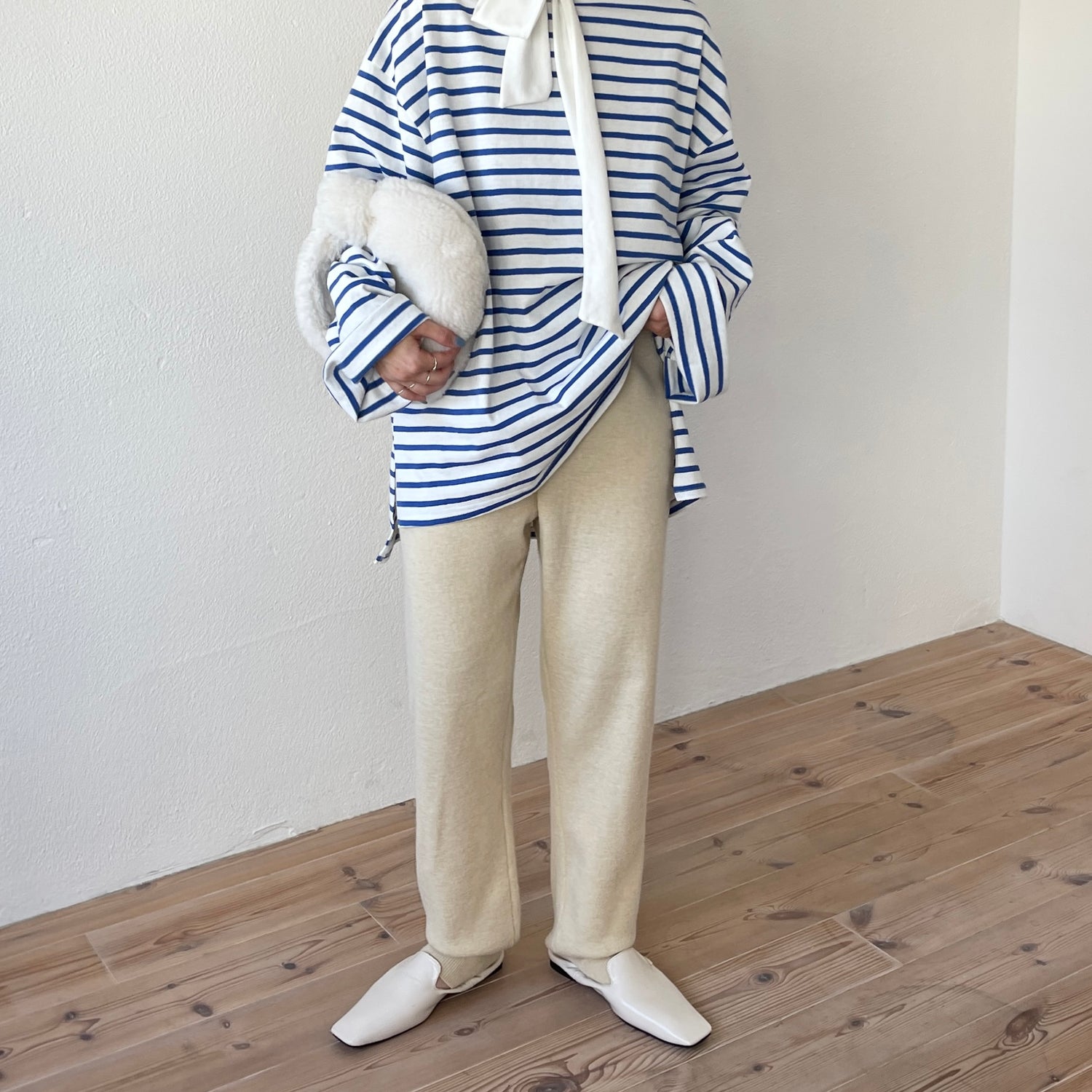 alpaca touch knit pants / ivory