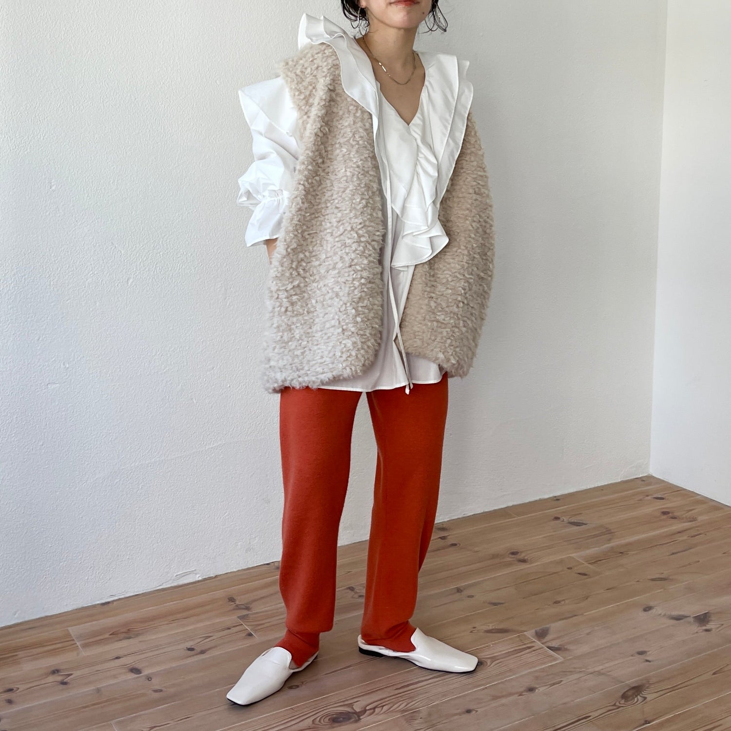 【SAMPLE】alpaca touch knit pants / orange