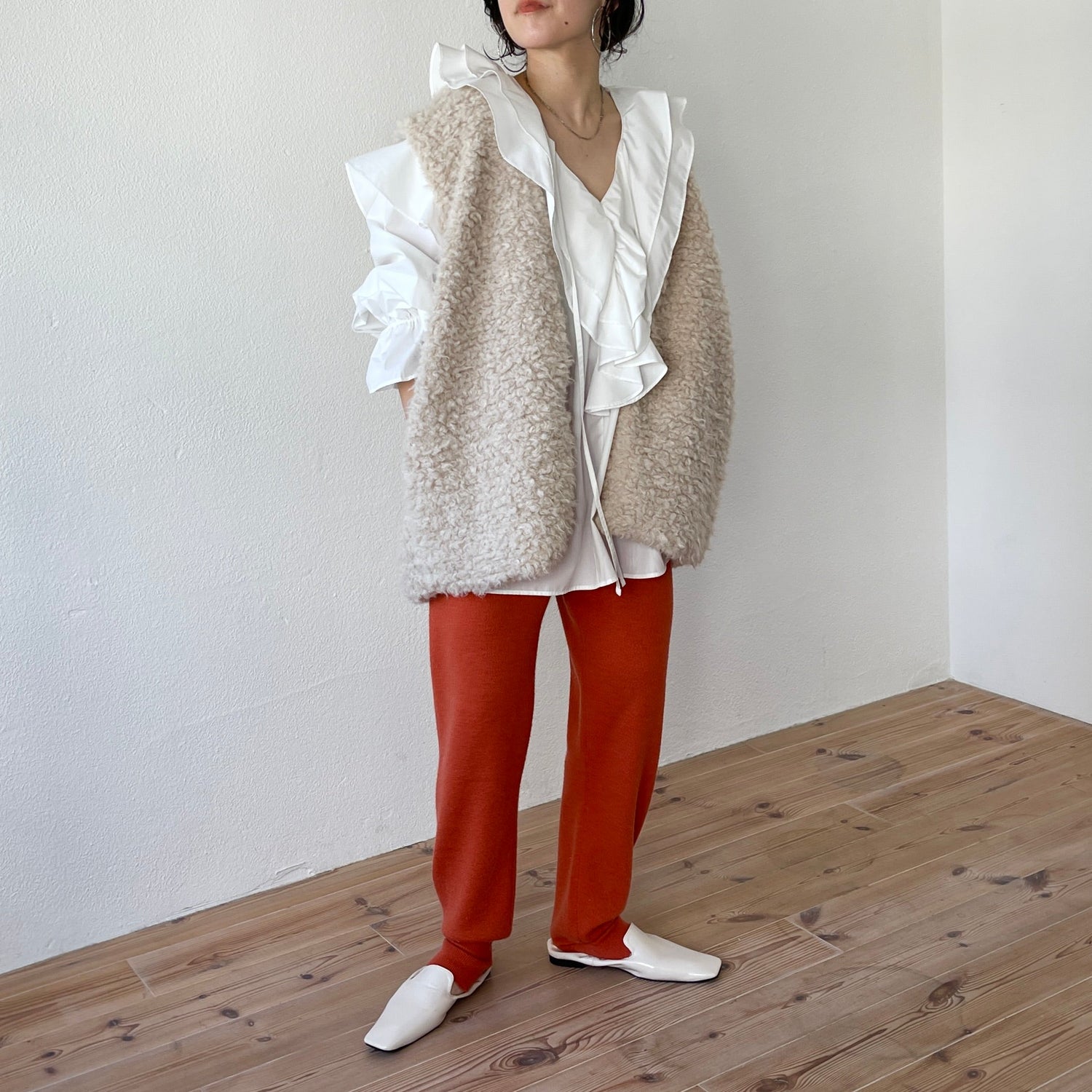 【SAMPLE】alpaca touch knit pants / orange