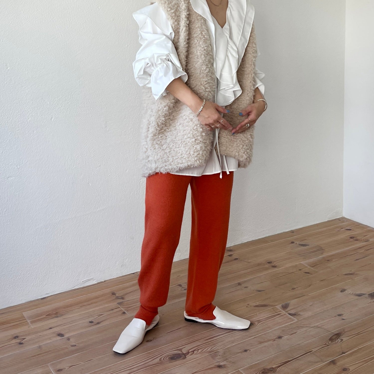 【SAMPLE】alpaca touch knit pants / orange
