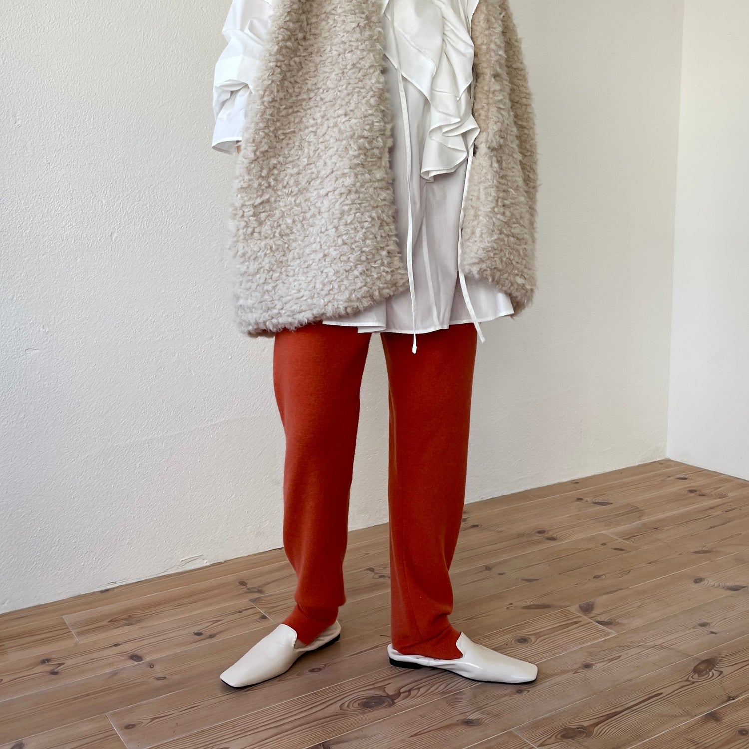 【SAMPLE】alpaca touch knit pants / orange