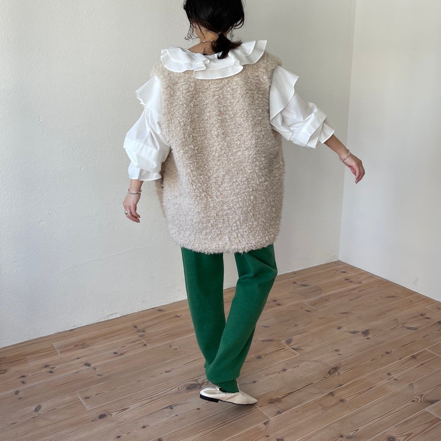 alpaca touch knit pants / green