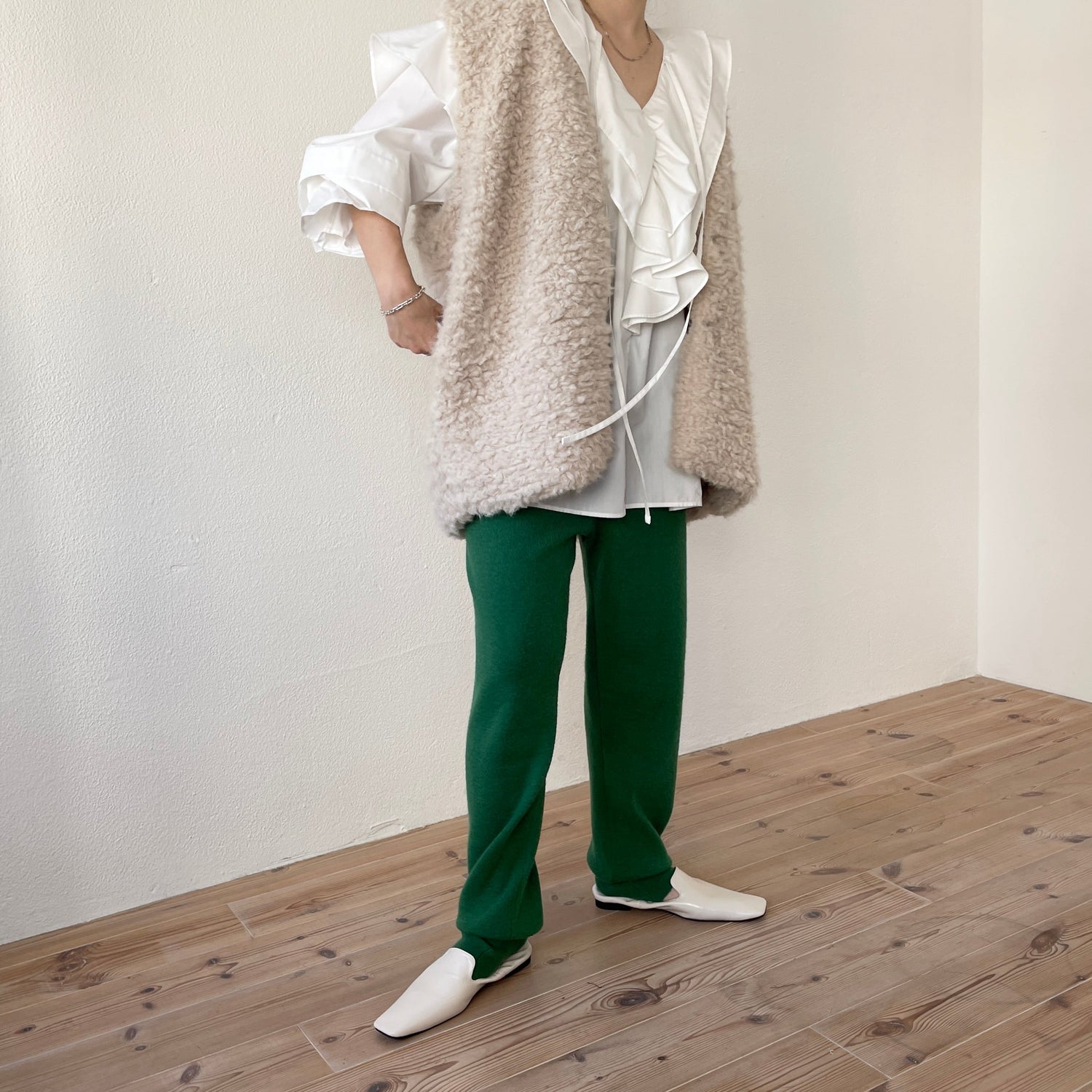 【SAMPLE】alpaca touch knit pants / green