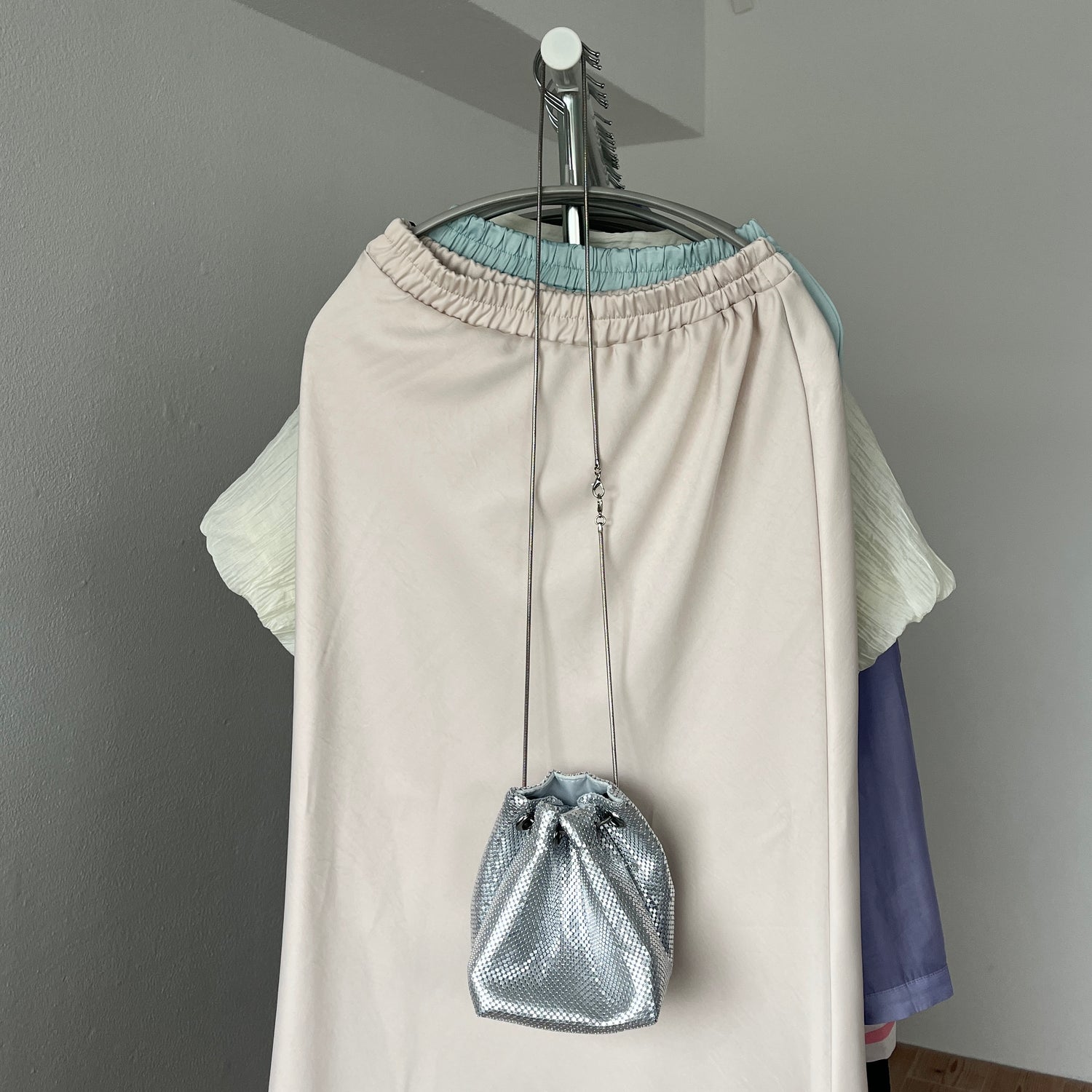 glitter disco mini bag / silver