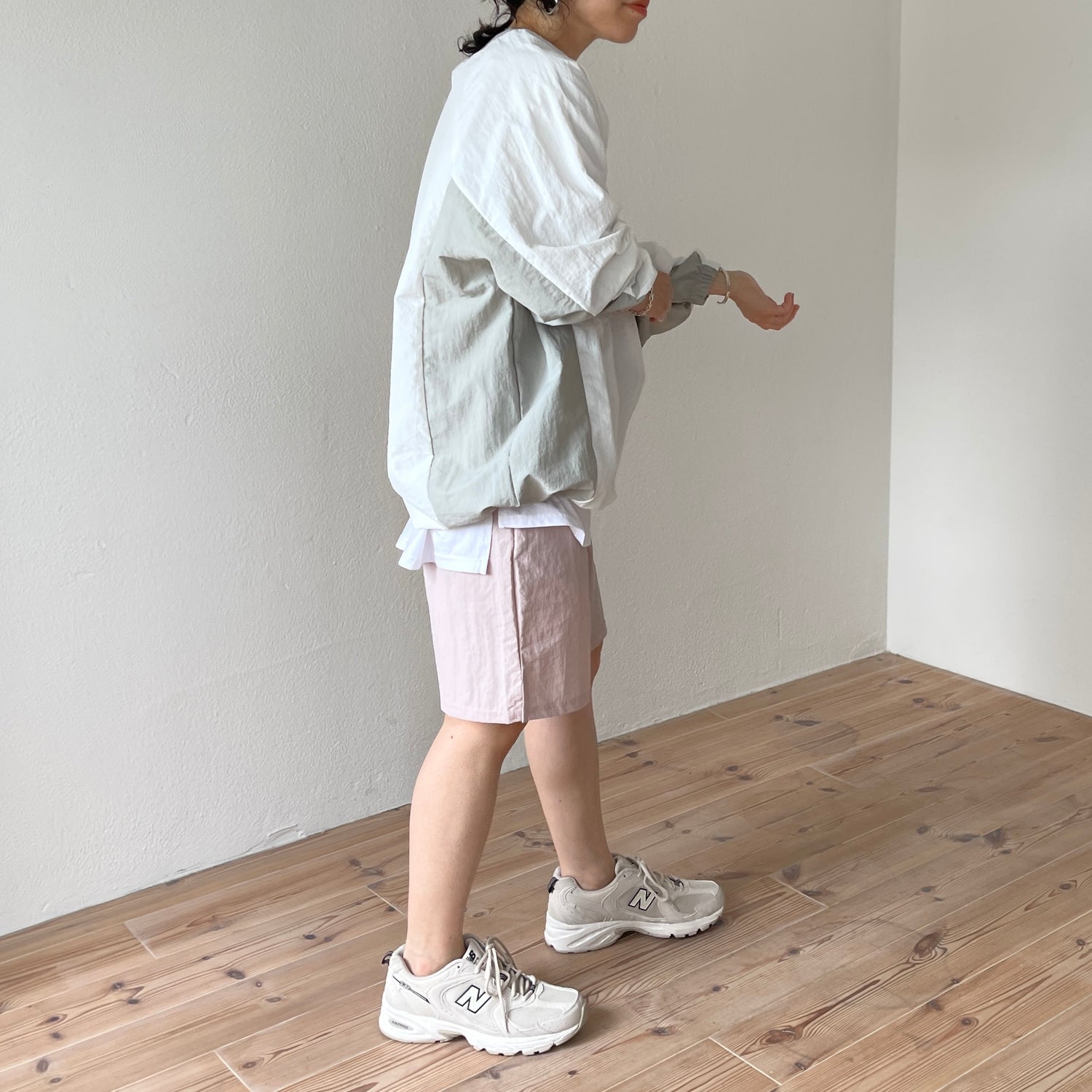 (2点SET) half zip nylon set up / pink