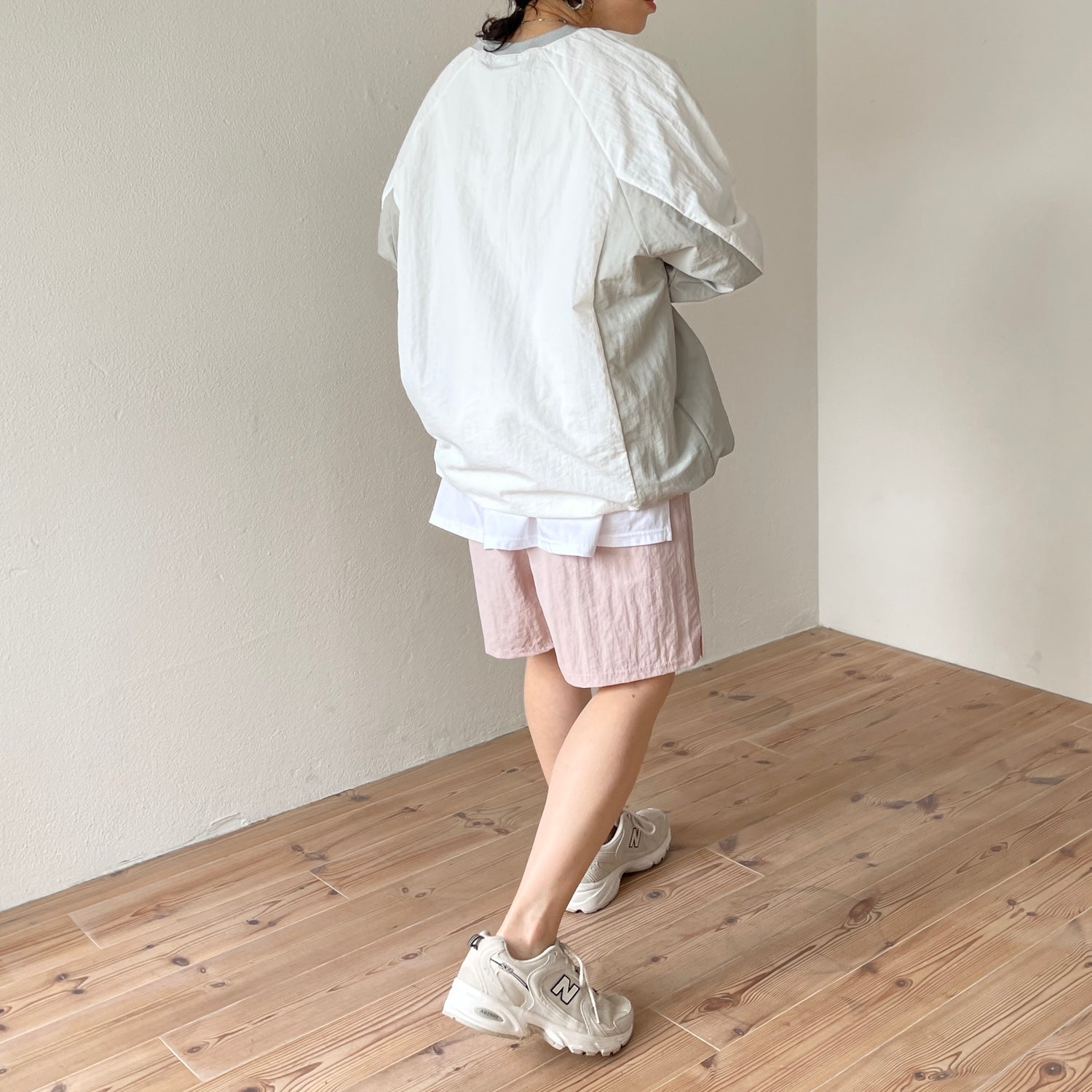 (2点SET) half zip nylon set up / pink