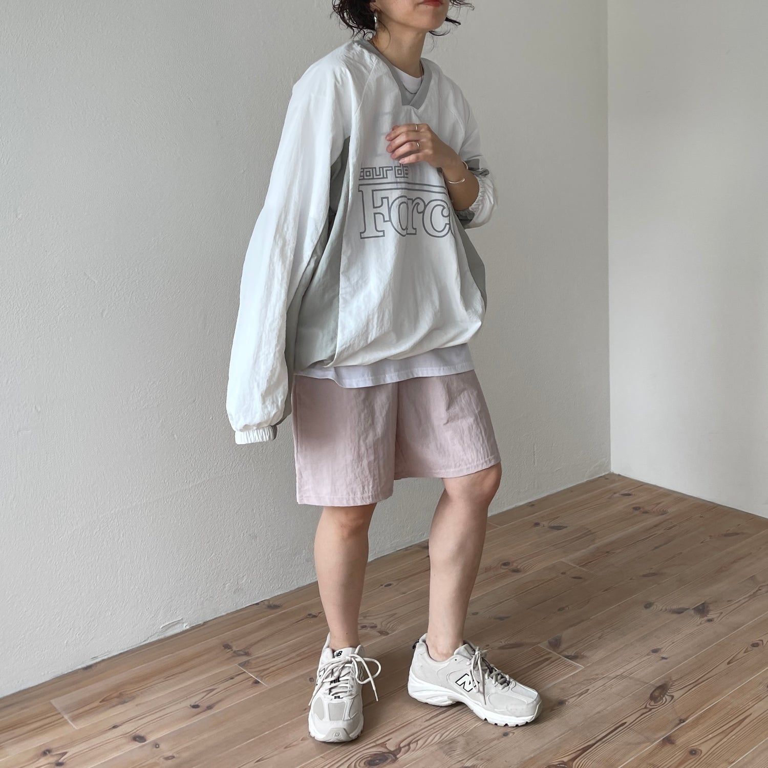 (2点SET) half zip nylon set up / pink
