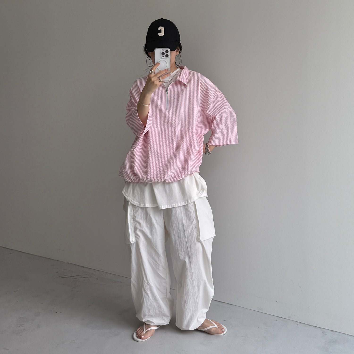 over size half zip holiday PO / pink