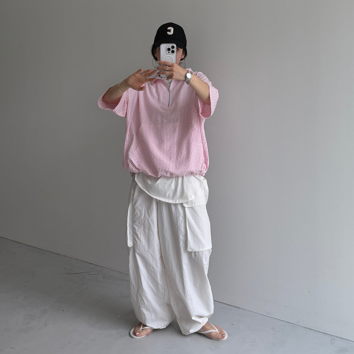 over size half zip holiday PO / pink