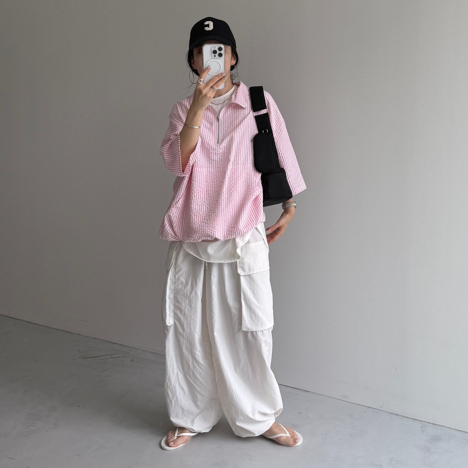 over size half zip holiday PO / pink
