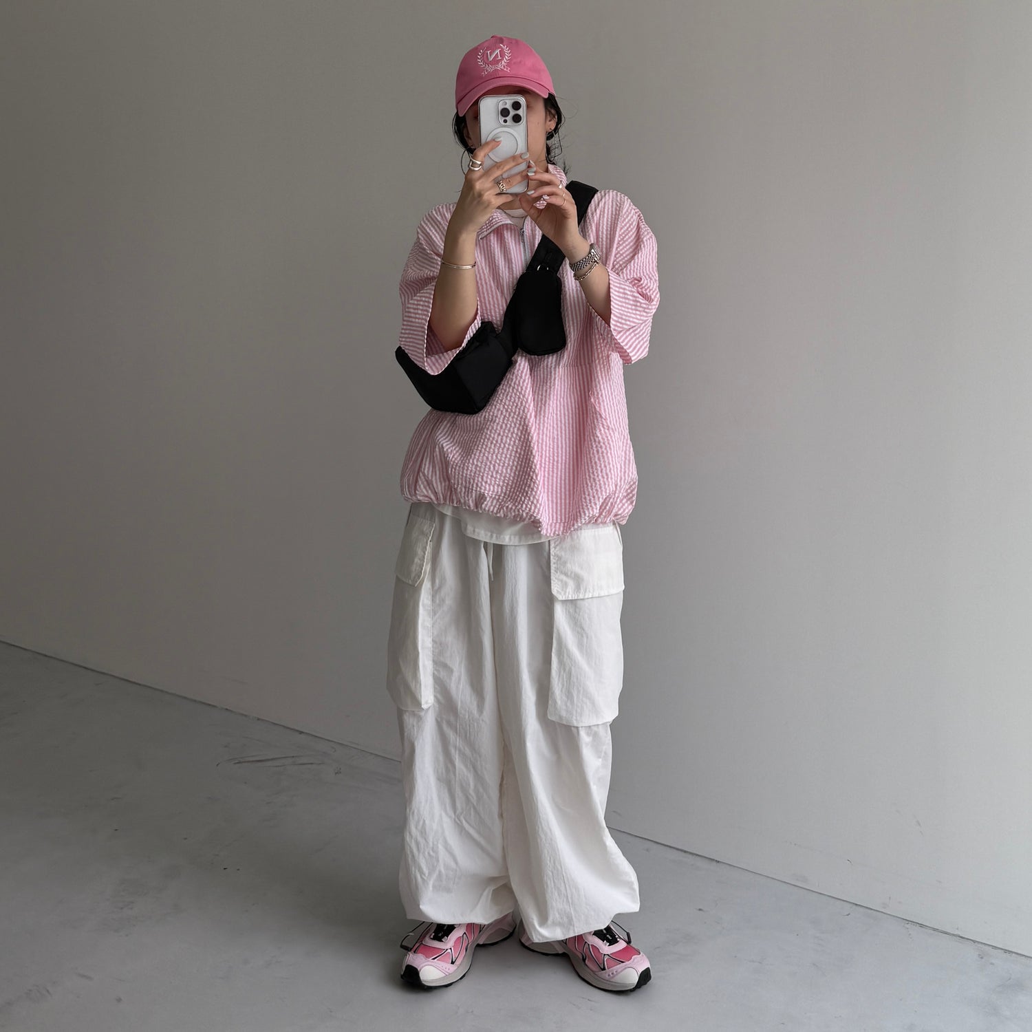 over size half zip holiday PO / pink