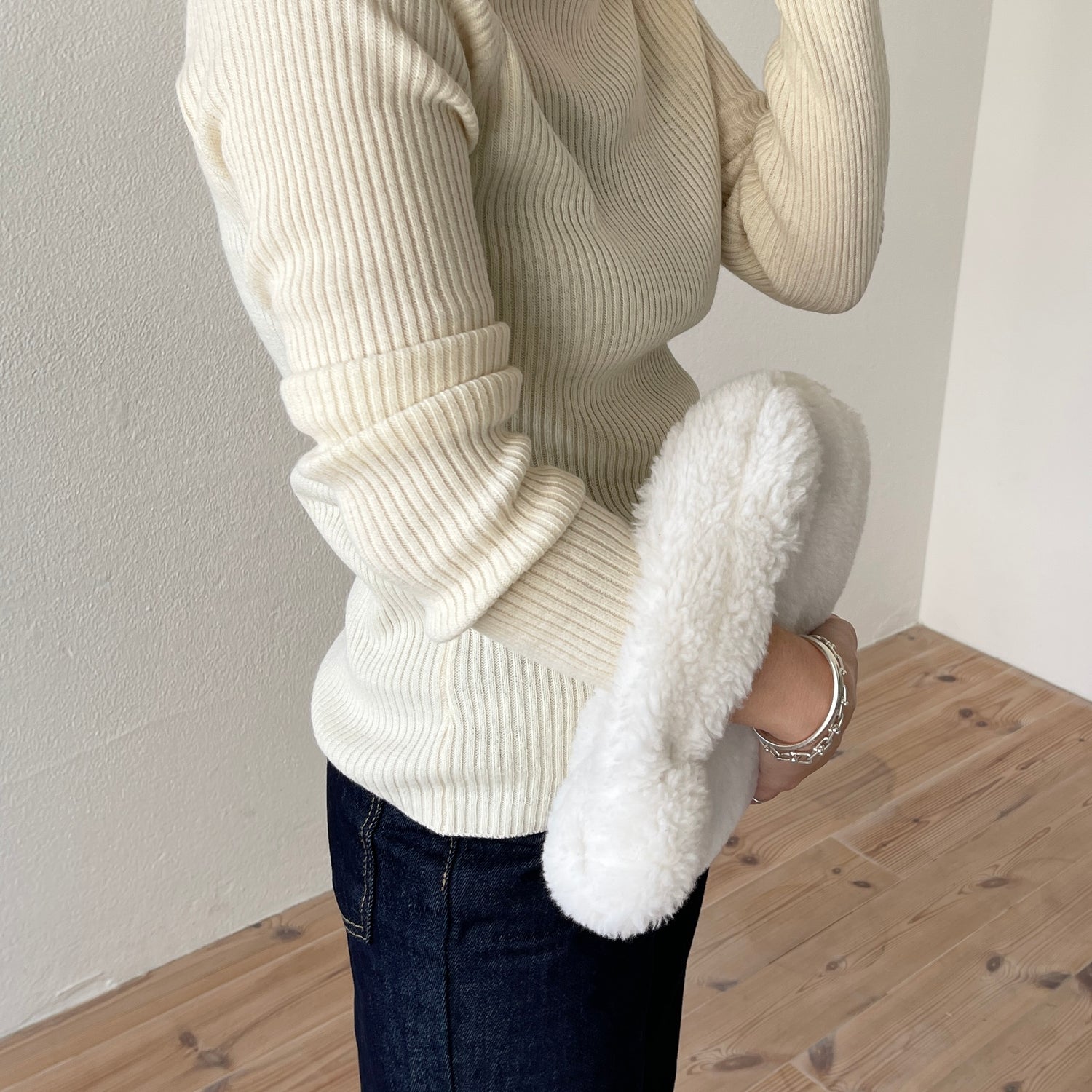 basic rib turtle knit / ivory