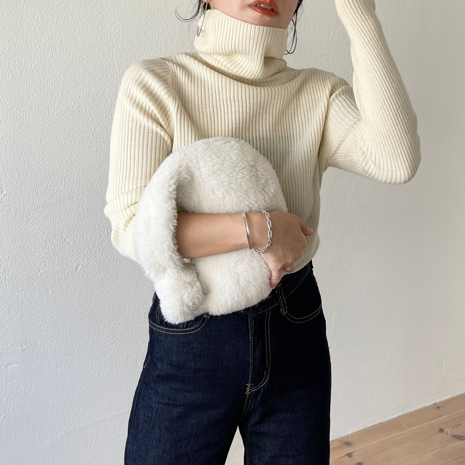 basic rib turtle knit / ivory