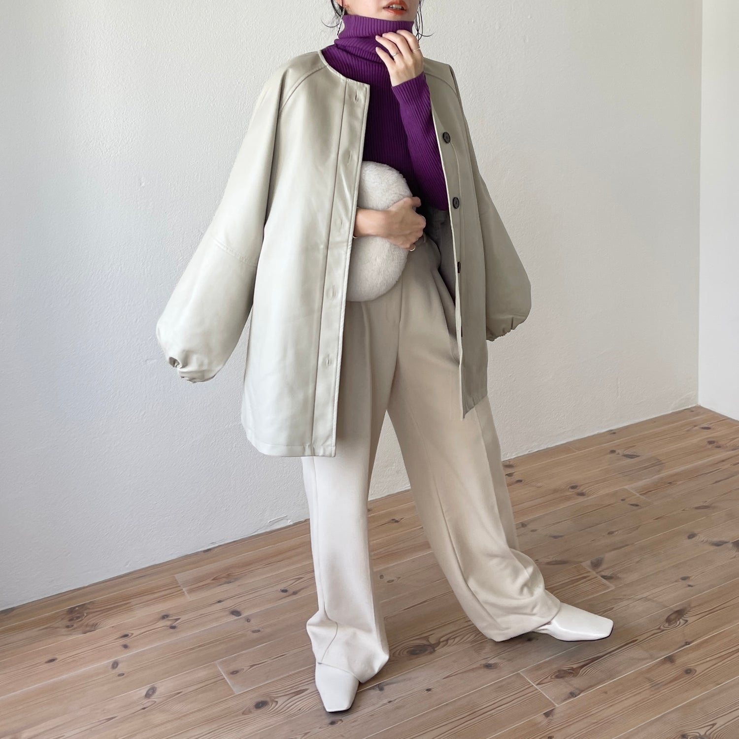 basic rib turtle knit / purple