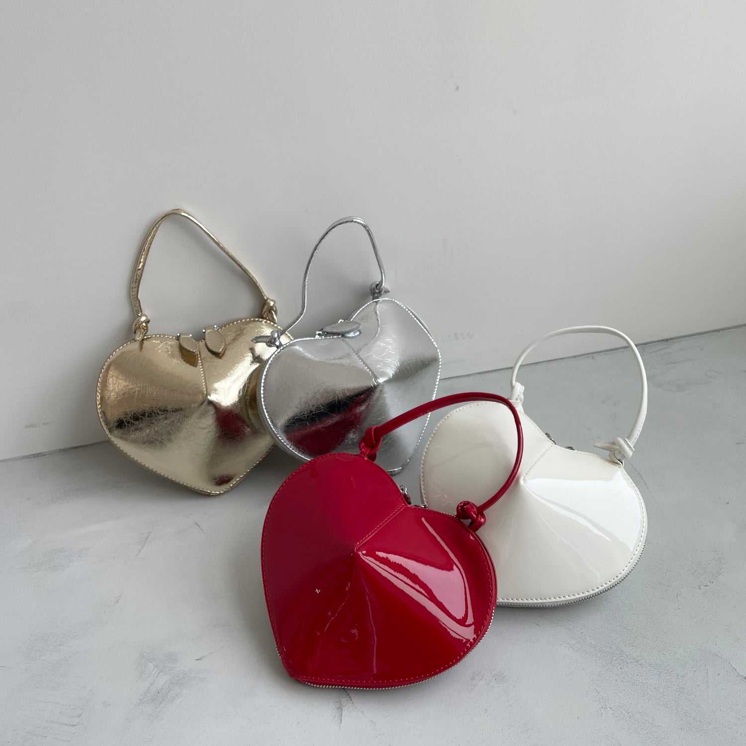 2way heart bag / silver