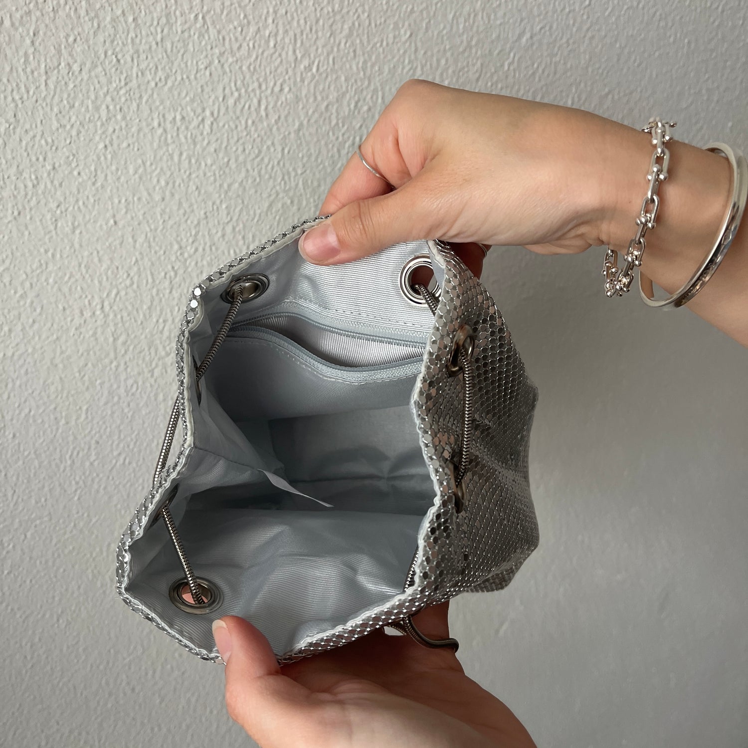 glitter disco mini bag / silver