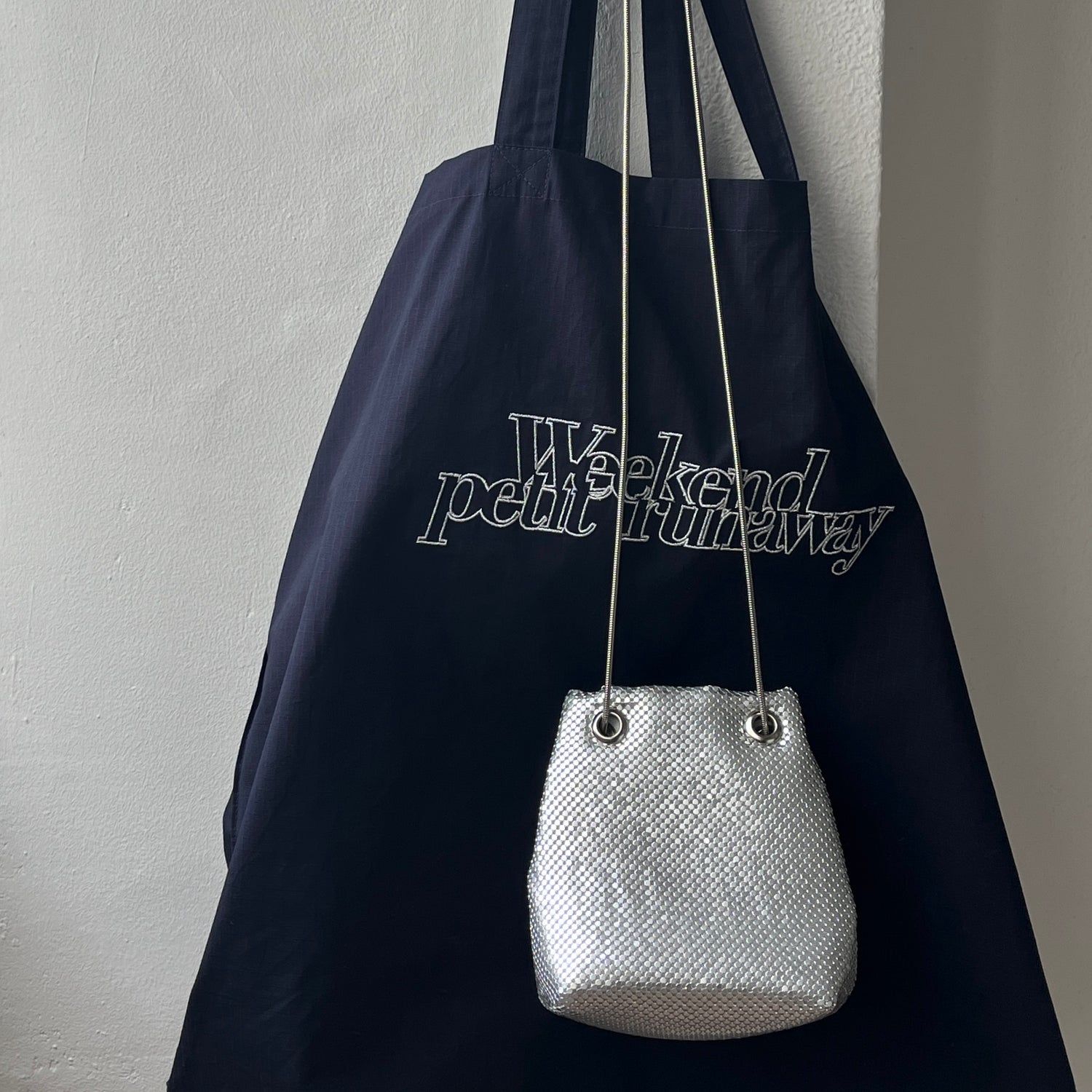 glitter disco mini bag / silver