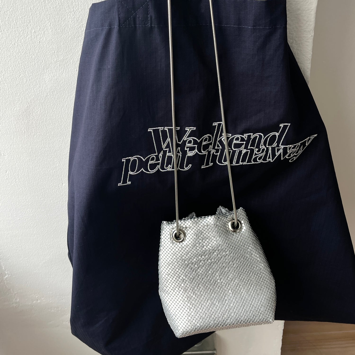 glitter disco mini bag / silver