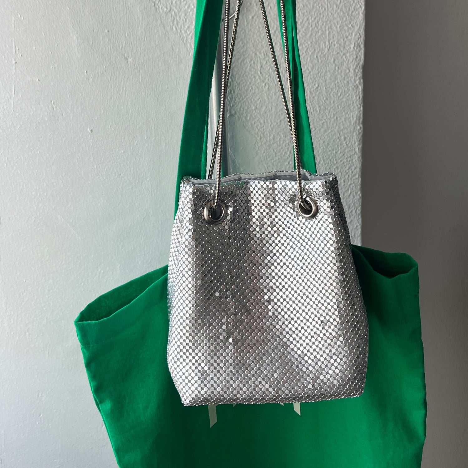 glitter disco mini bag / silver