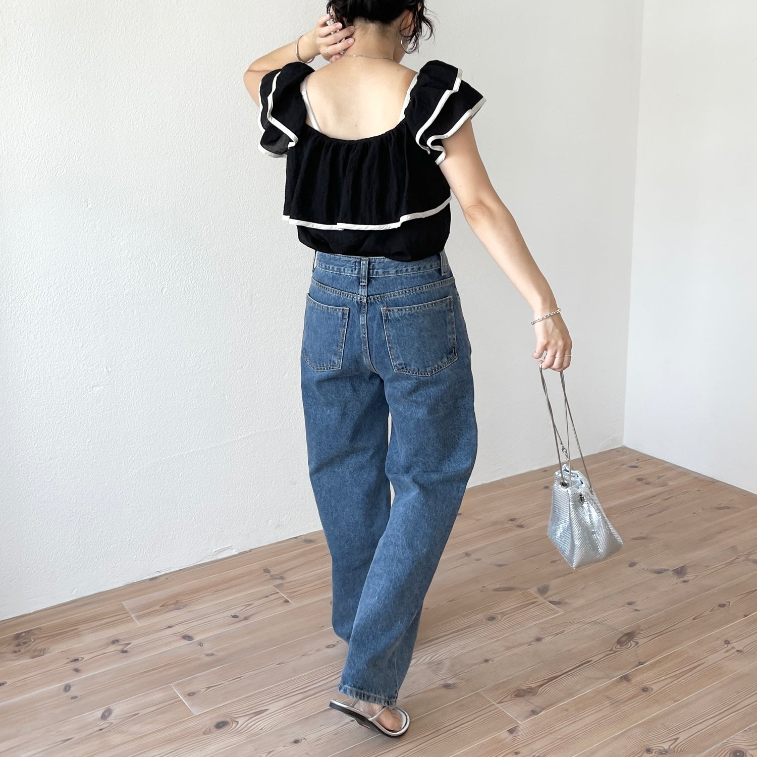 2way chiffon tops / black