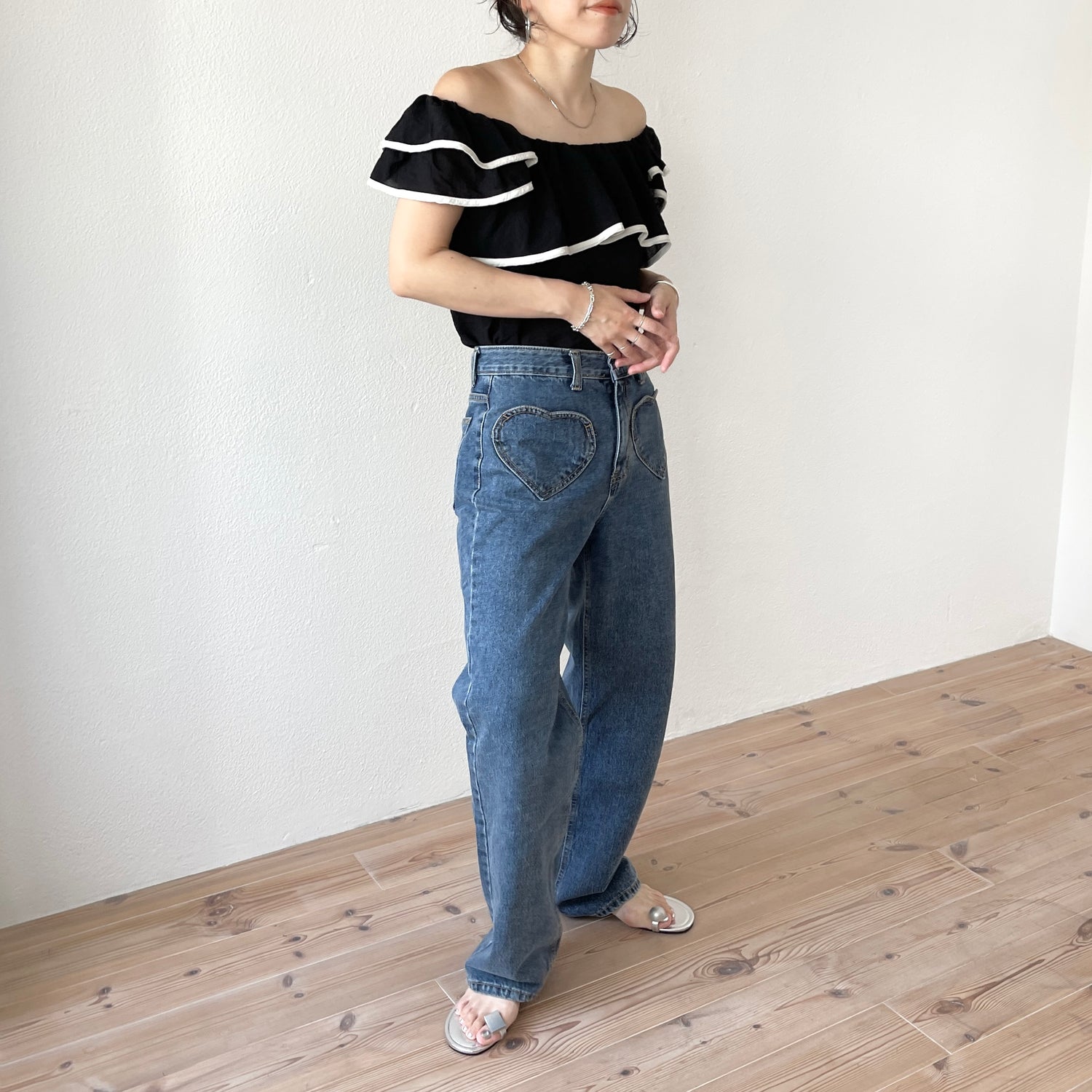 2way chiffon tops / black