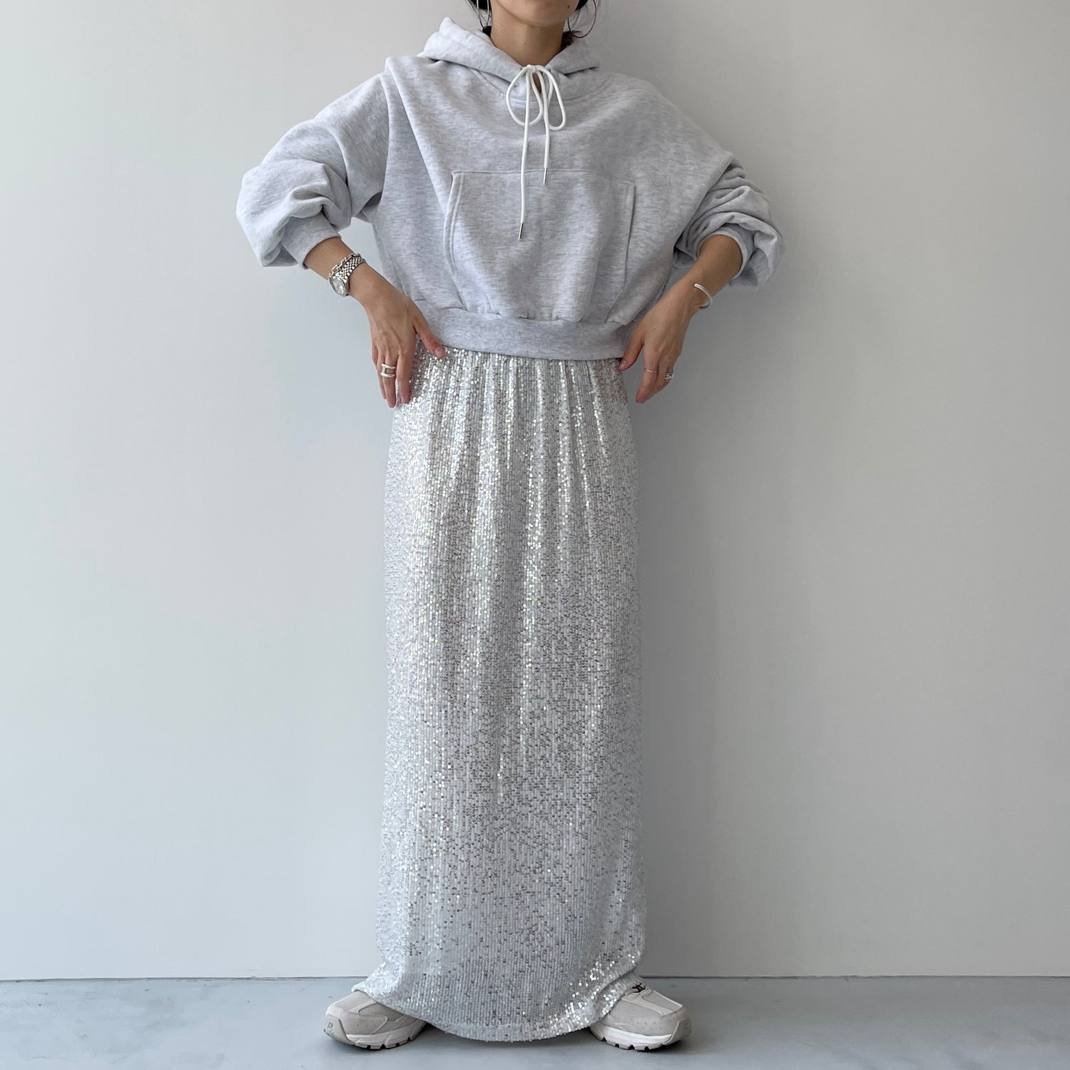 "GIRAGIRA" disco skirt / silver