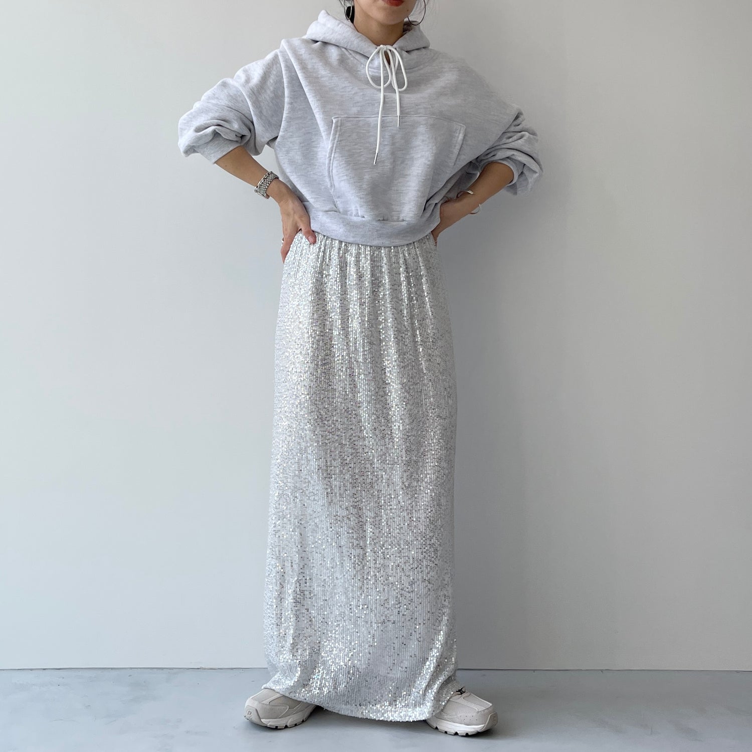 egg short hoodie / gray