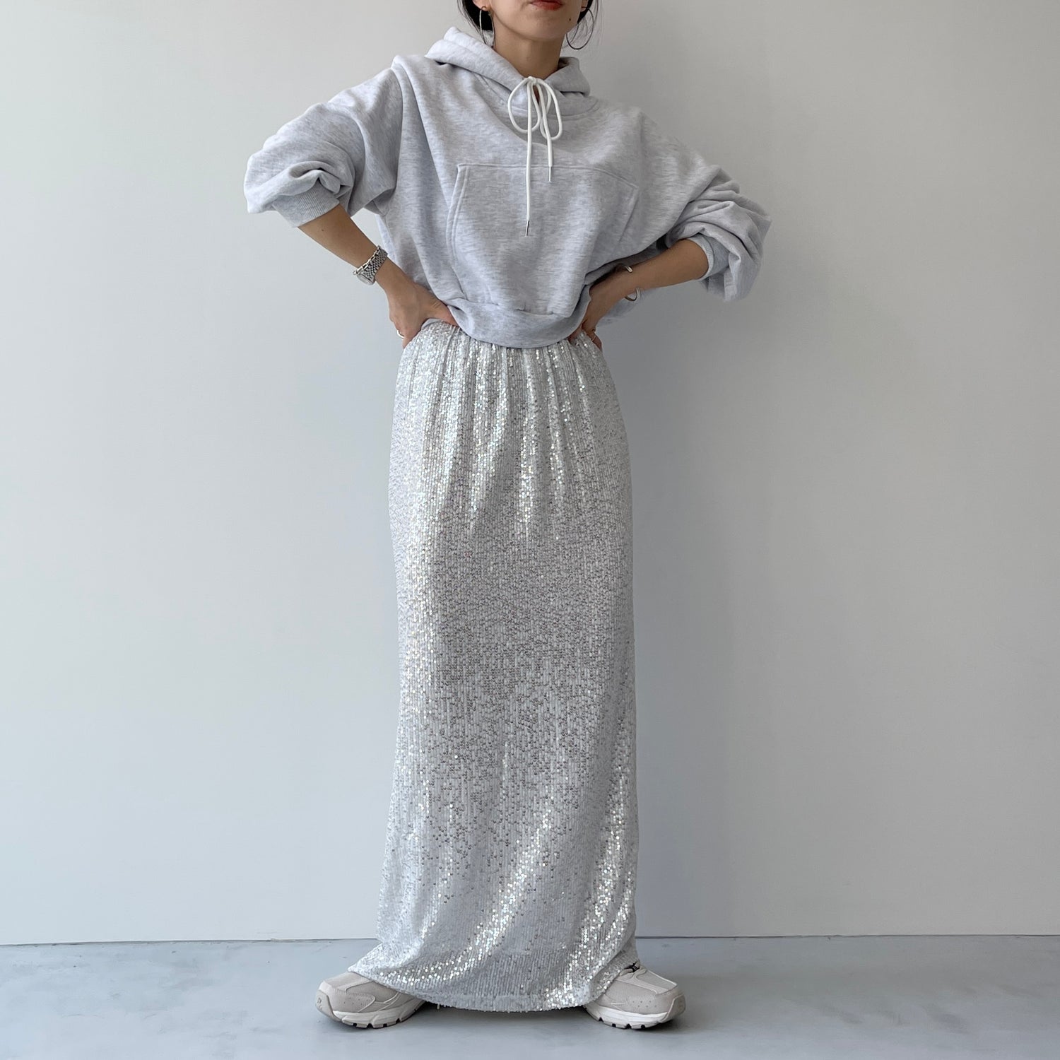 "GIRAGIRA" disco skirt / silver