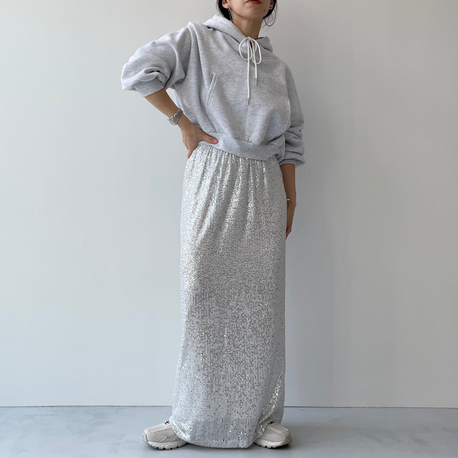 egg short hoodie / gray