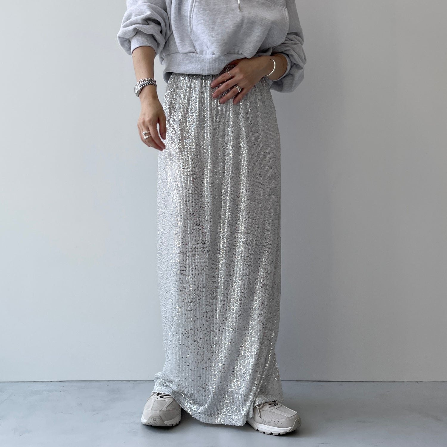"GIRAGIRA" disco skirt / silver