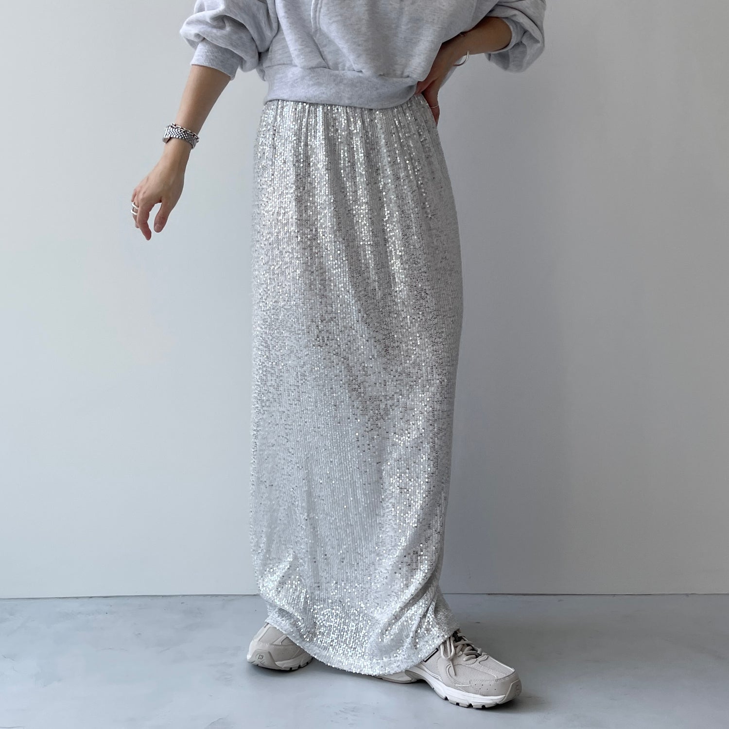 "GIRAGIRA" disco skirt / silver