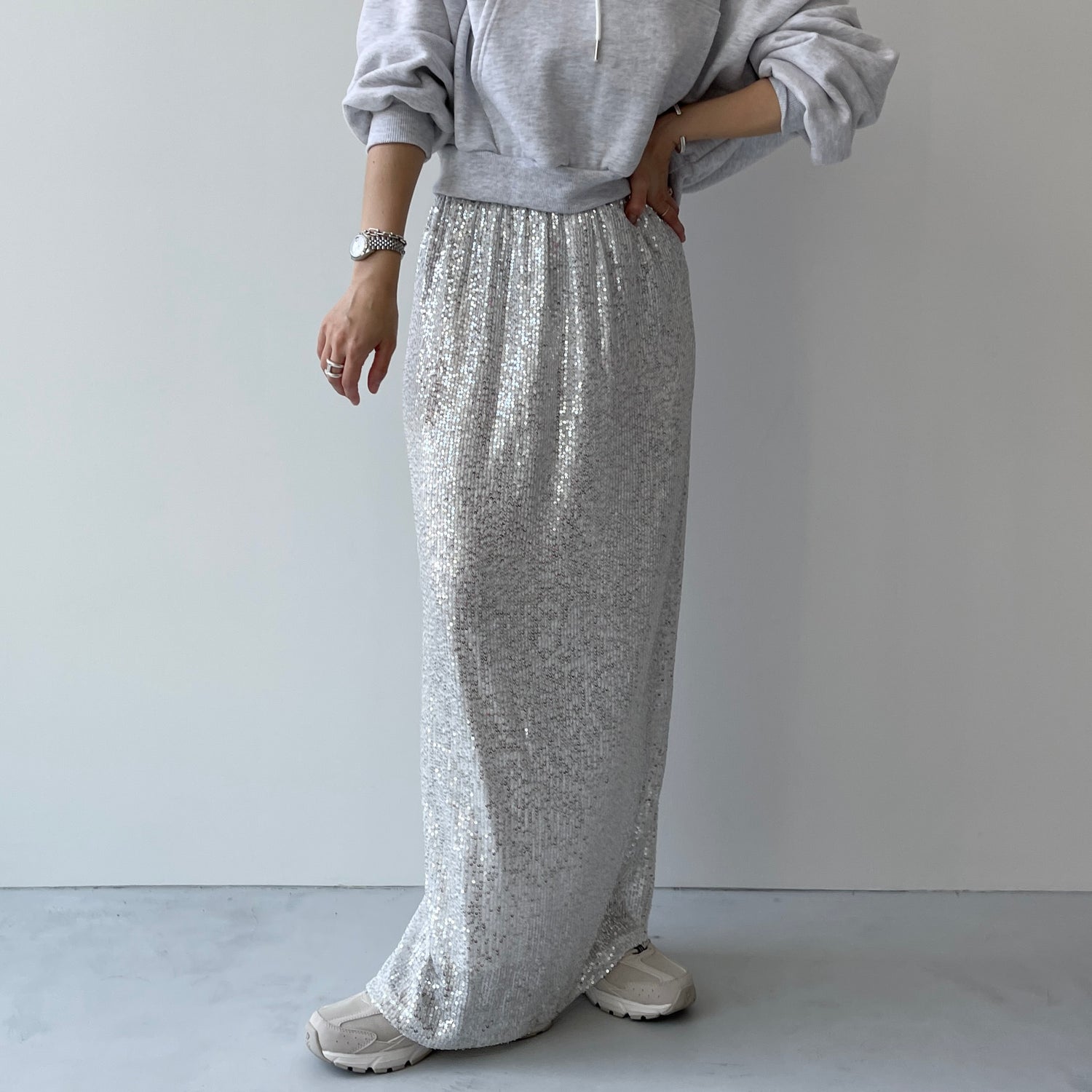 "GIRAGIRA" disco skirt / silver