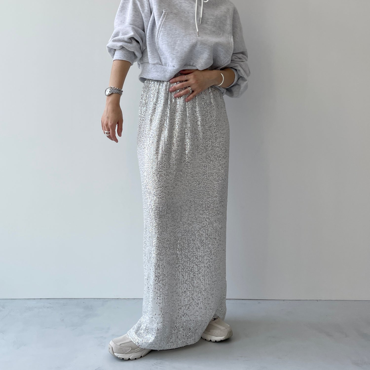 "GIRAGIRA" disco skirt / silver