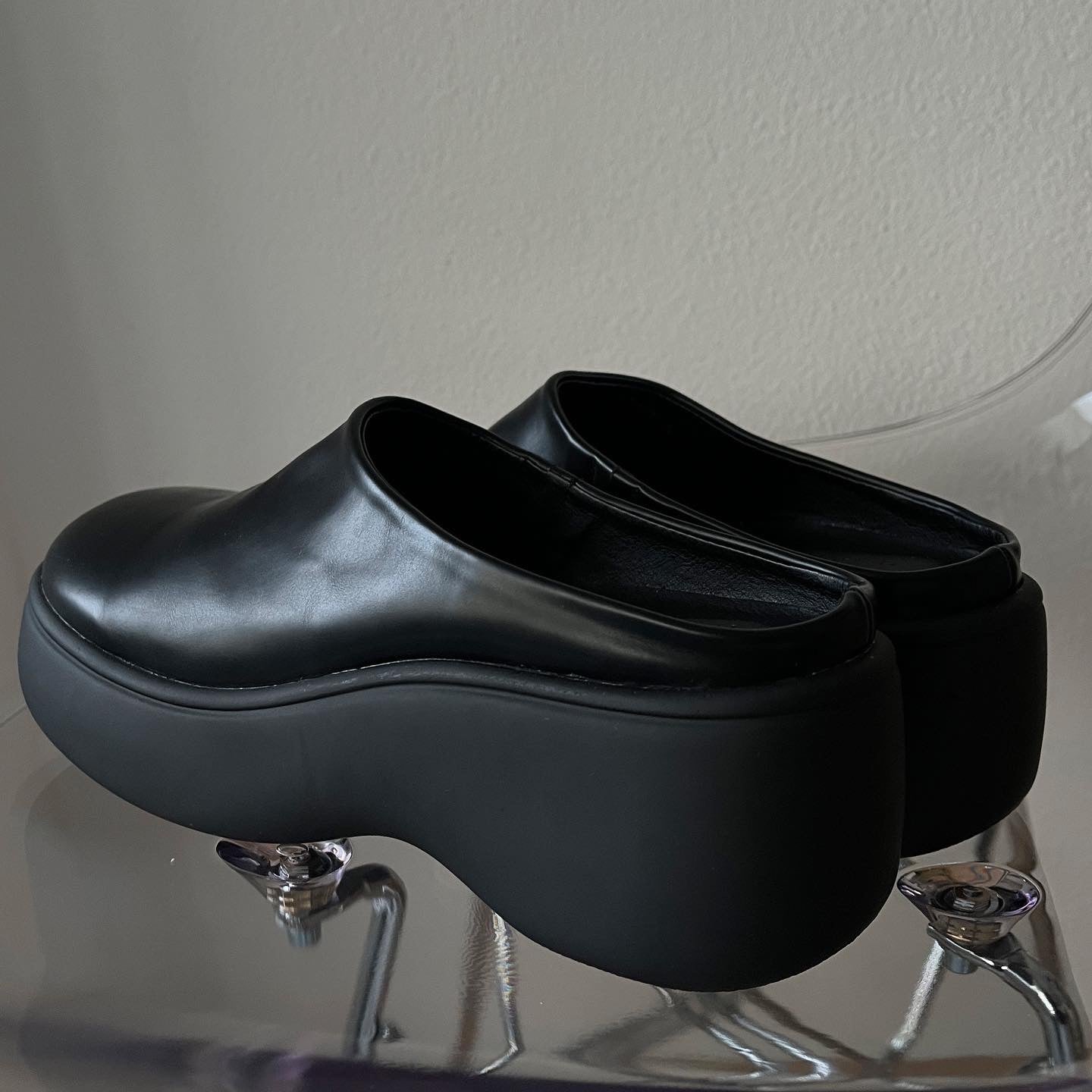 chubby flat shoes / black